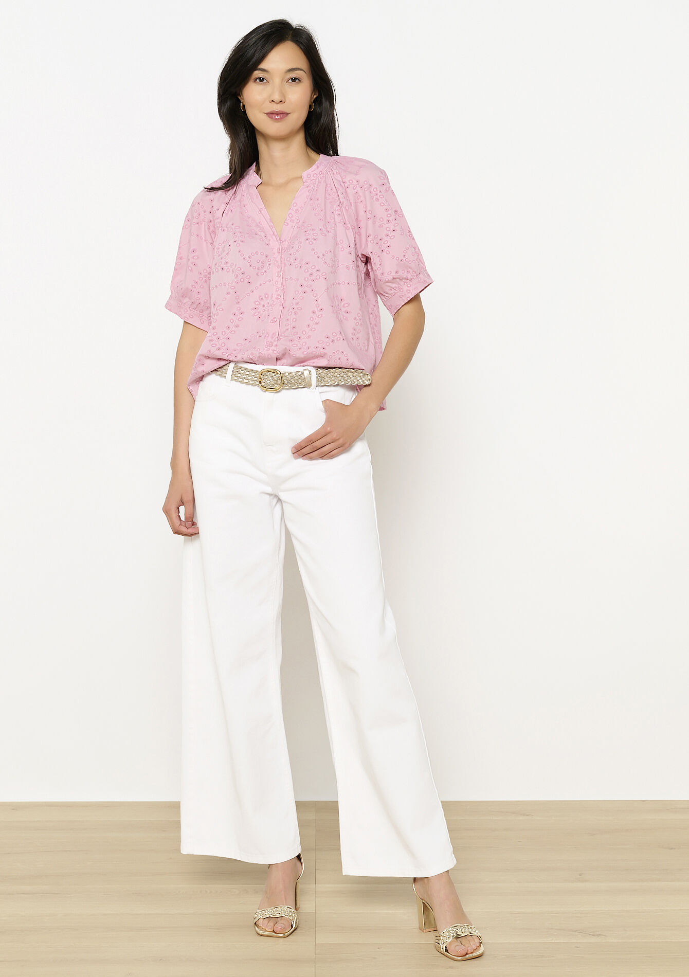 Blouse brodée romantique, Blouse brodée romantique - COSMETIC PINK - 05702847_5733