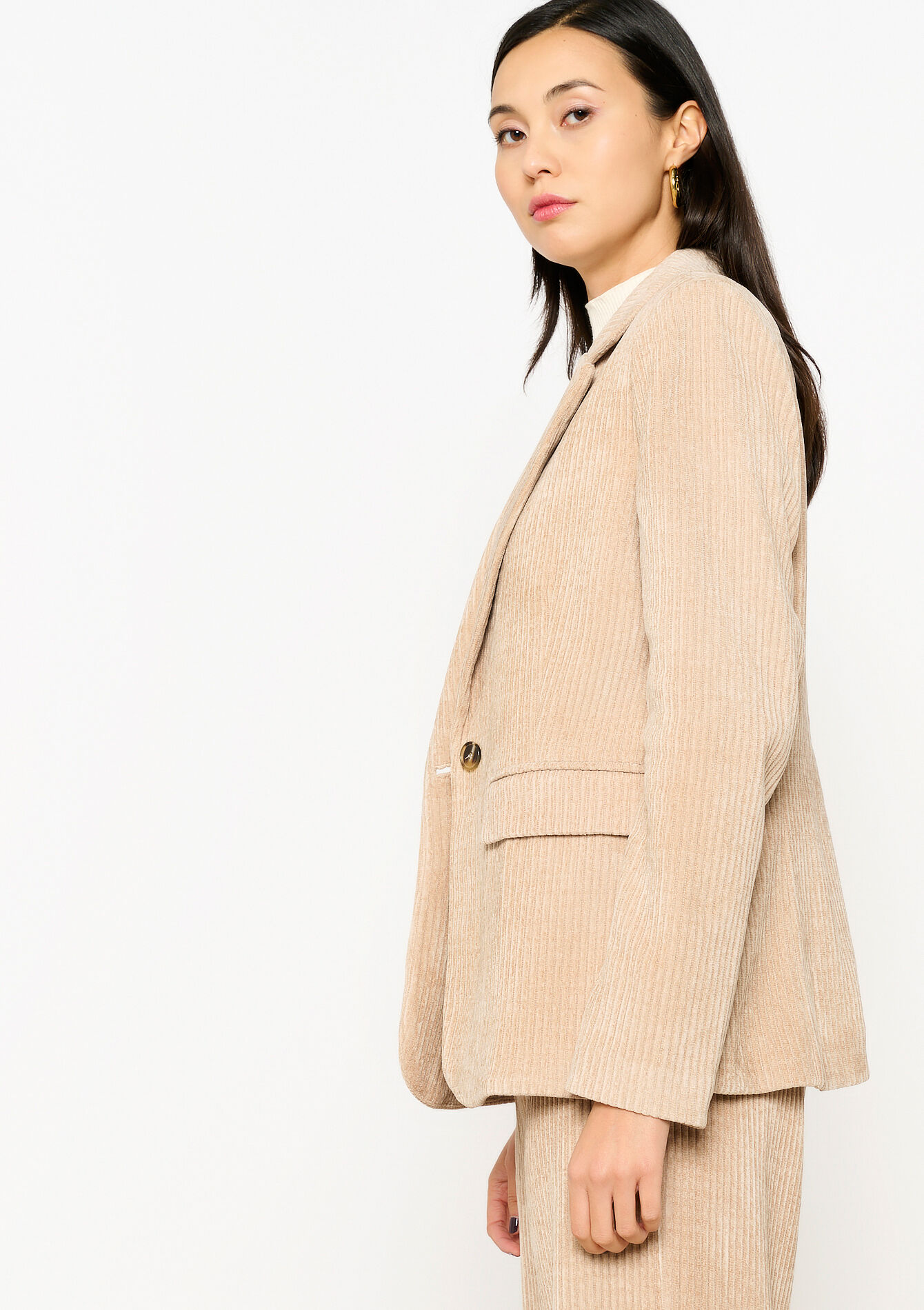 Corduroy blazer, Corduroy blazer - LT BEIGE - 09100976_2527