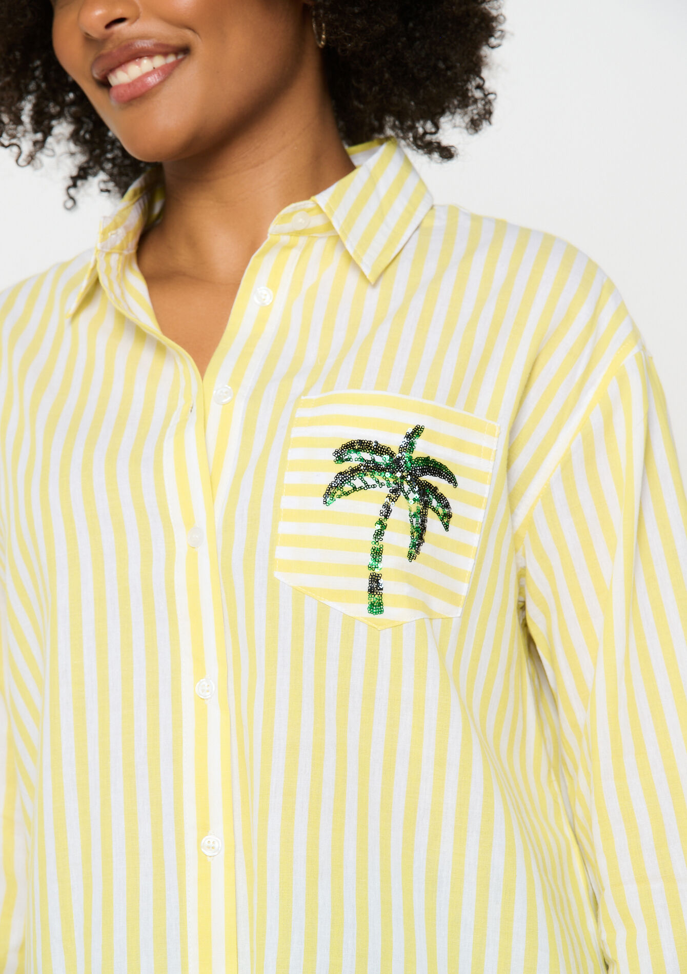 Gestreept hemd met pailletten, Gestreept hemd met pailletten - OFFWHITE - 05702733_1001