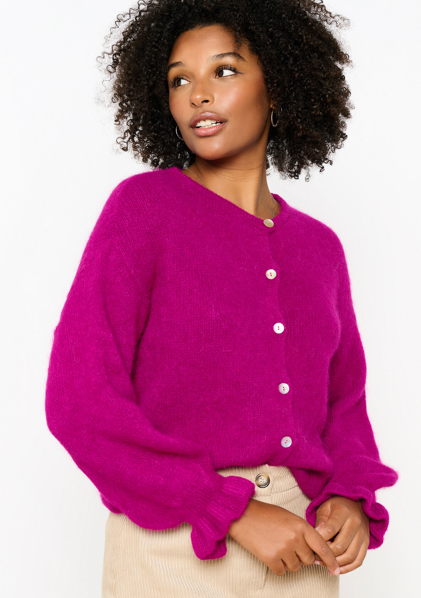 Alpaca cardigan with frills, Alpaca cardigan with frills - VIOLINE - 04101200_2576