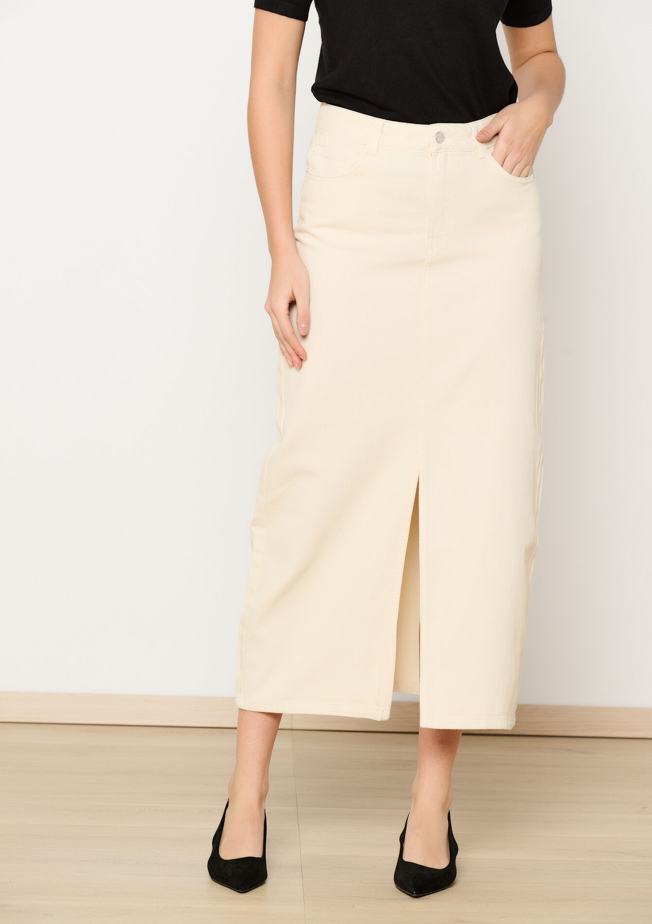 Maxirok met split, Maxirok met split - LT BEIGE - 07101295_2527