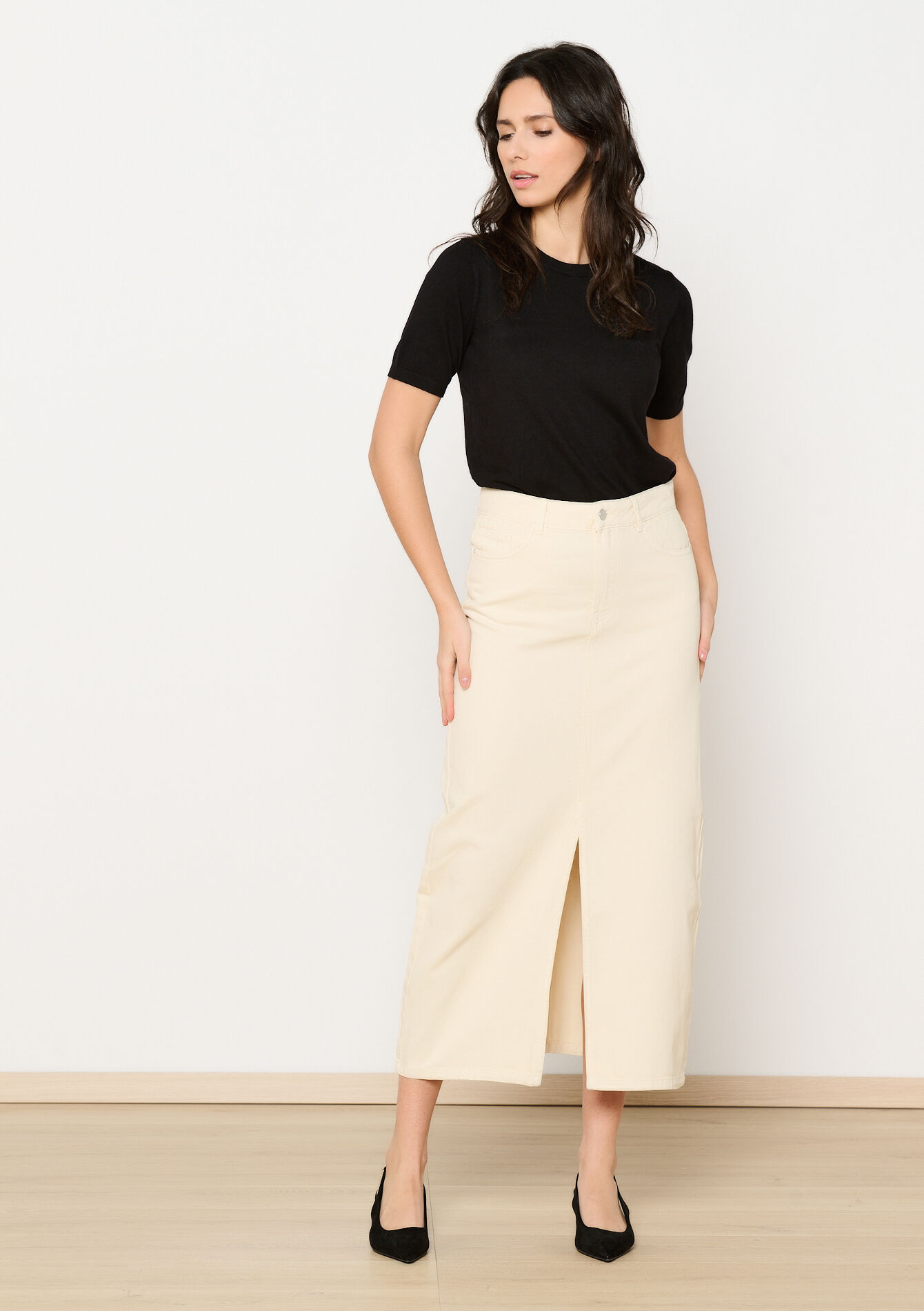 Maxirok met split, Maxirok met split - LT BEIGE - 07101295_2527