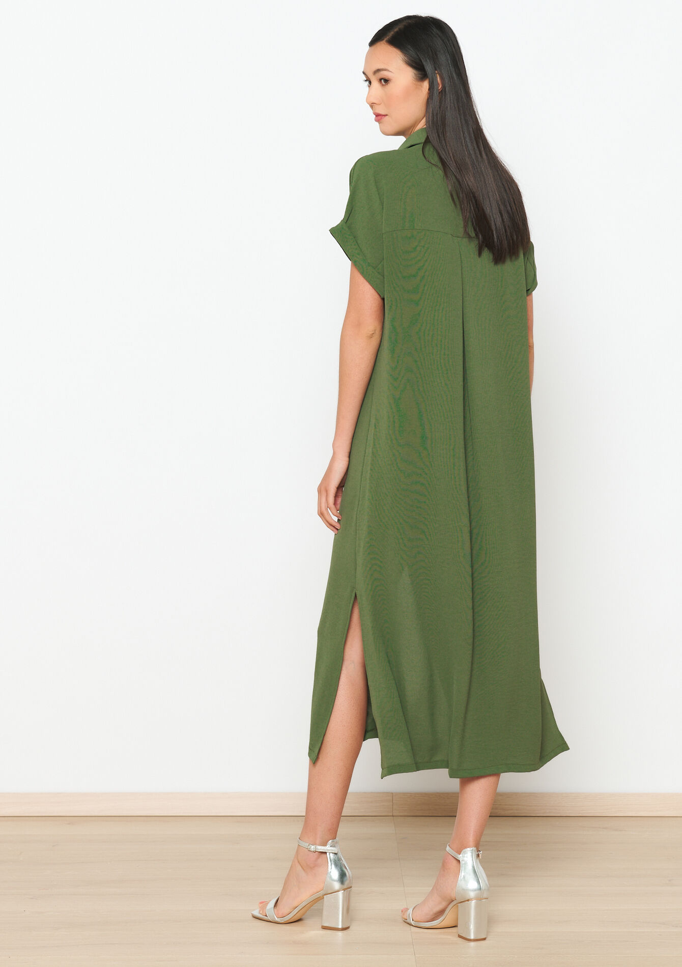 Midi hemdjurk, Midi hemdjurk - KHAKI MED - 08103963_4327