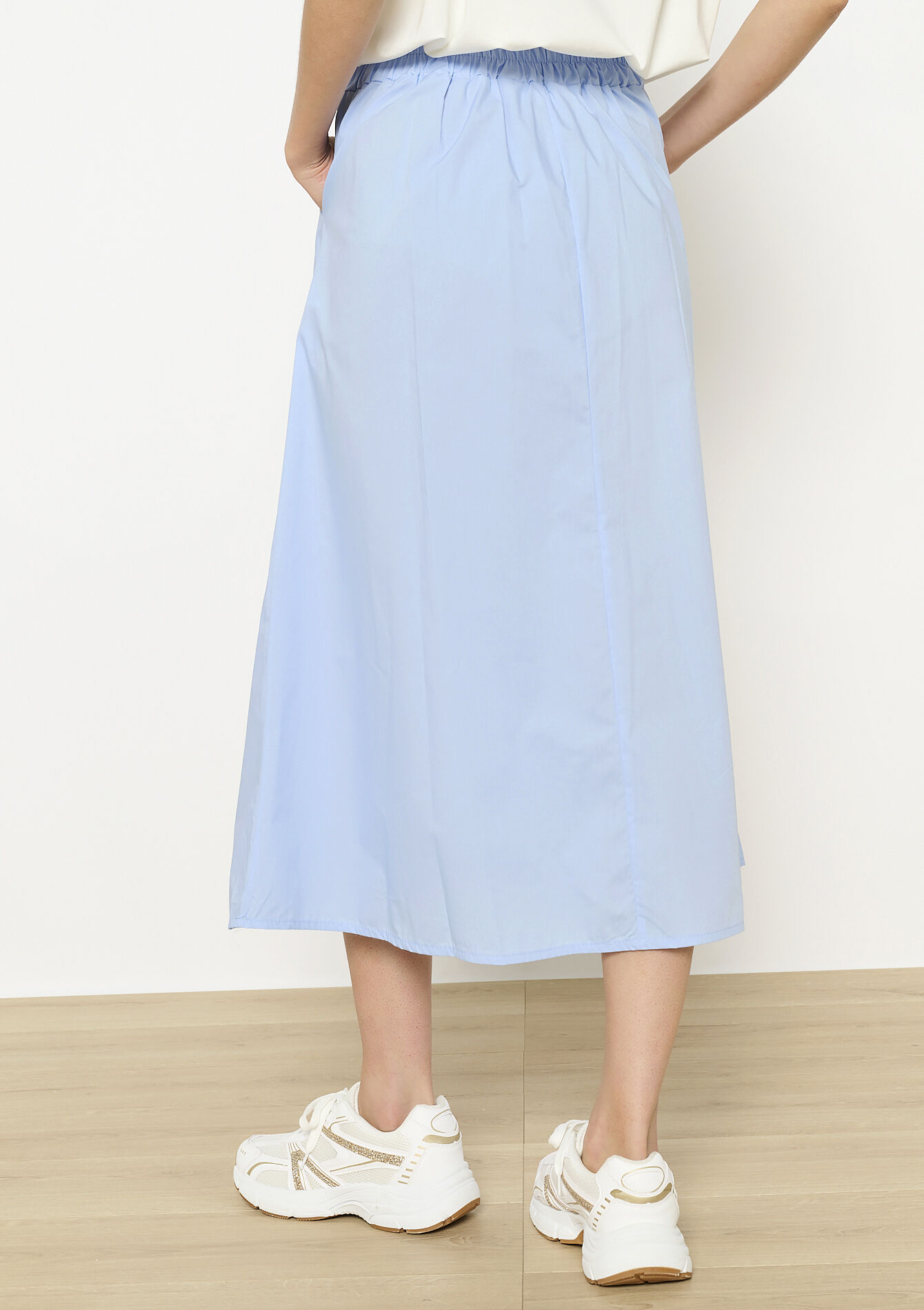 Poplin midi skirt, Poplin midi skirt - BLUE PASTEL - 07101388_3003
