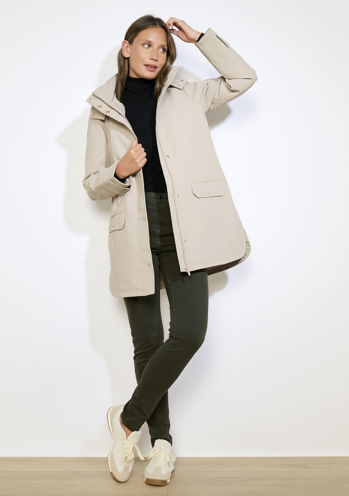 Parka à capuche imperméable - TAUPE - 23000741_1021