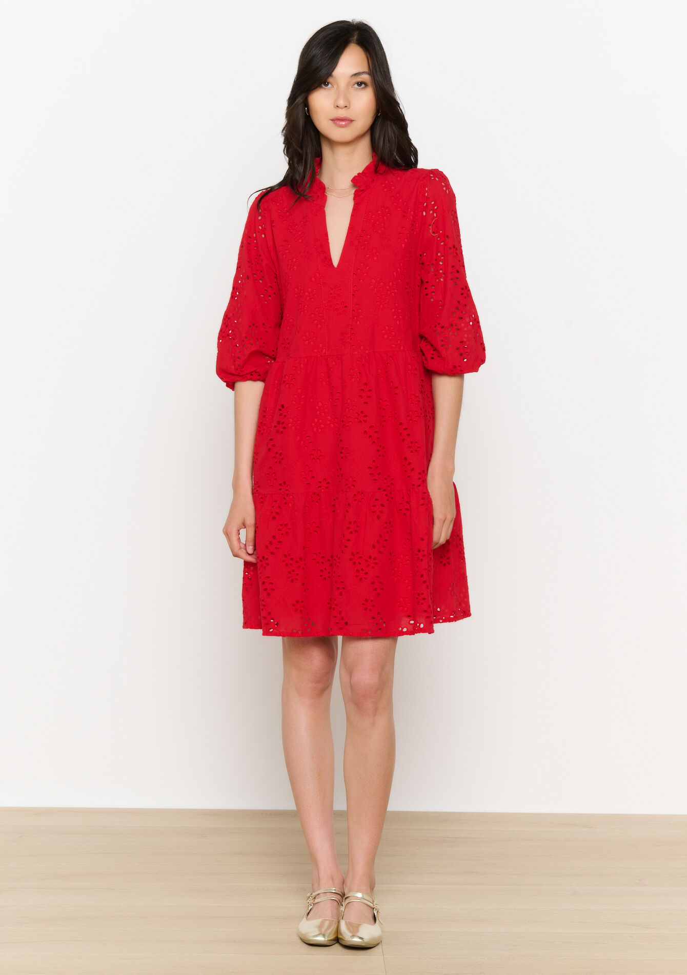 Robe courte brodée, Robe courte brodée - RED LIPSTICK - 08104069_5310