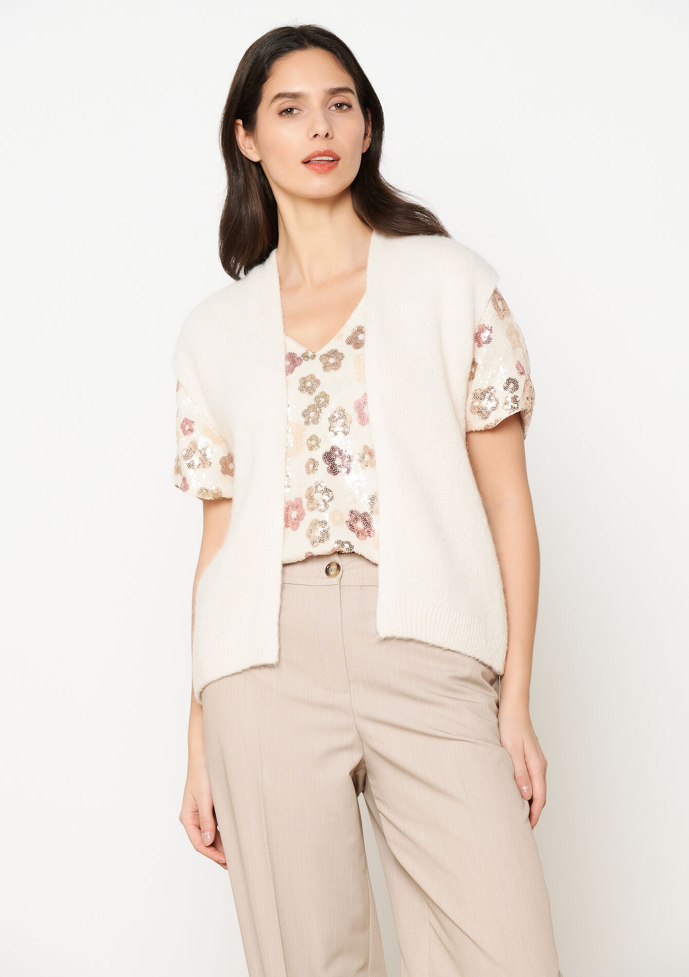 Cardigan sans manches, Cardigan sans manches - VANILLA WHITE - 04101290_1013