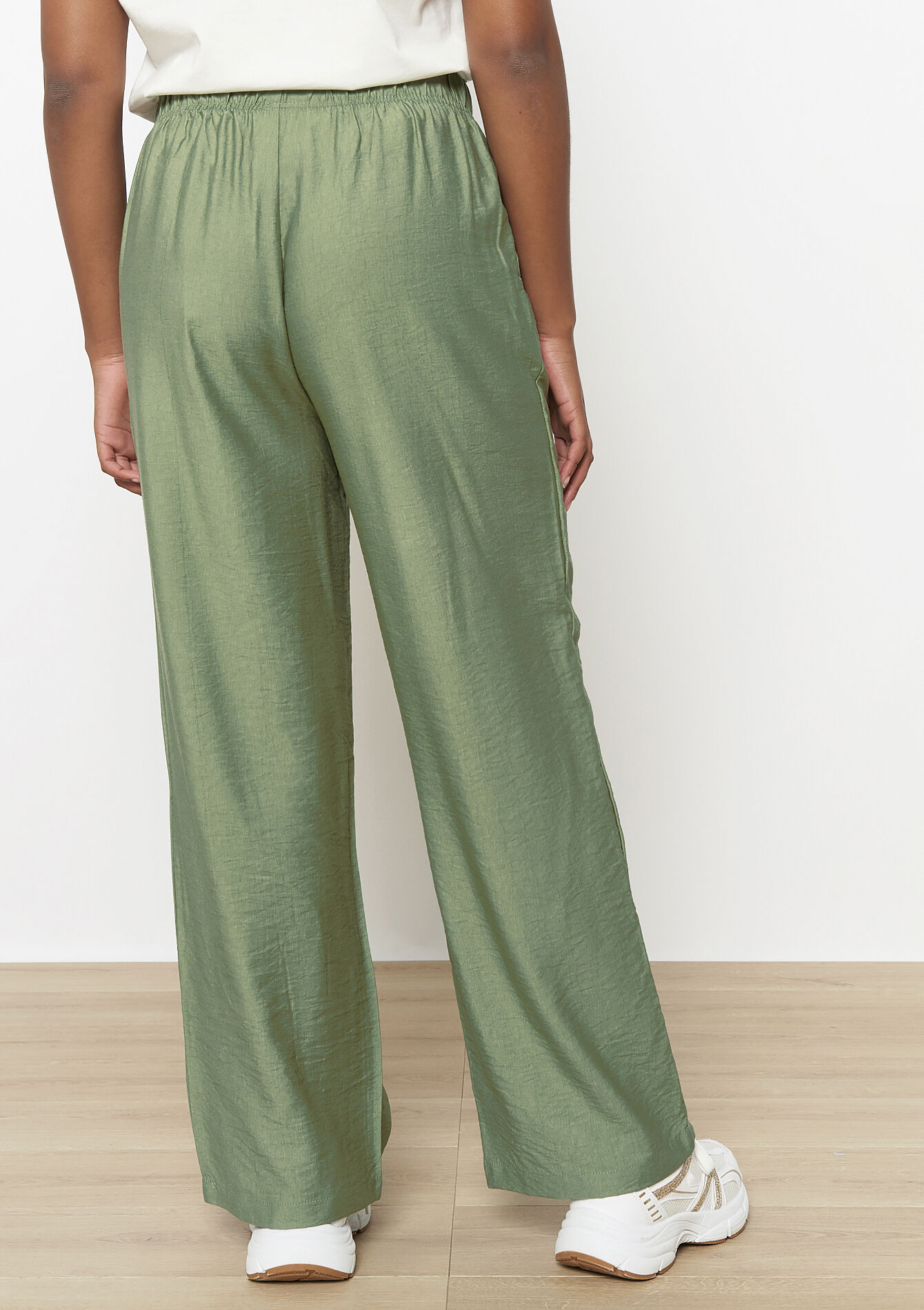 Losvallende wijde broek, Losvallende wijde broek - KHAKI FADED - 06600927_4326