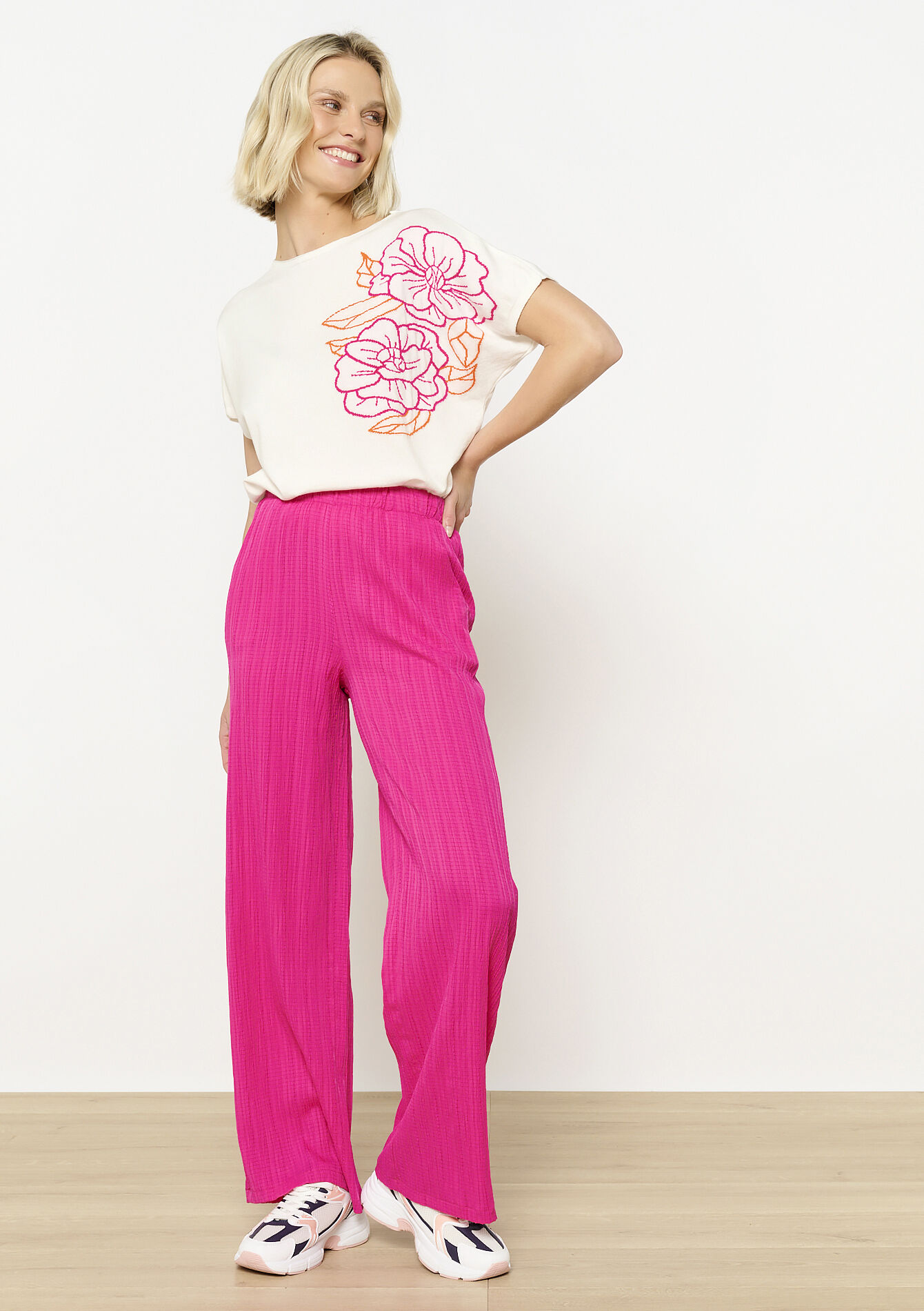 Broek met reliëf, Broek met reliëf - FUCHSIA - 06600965_5626