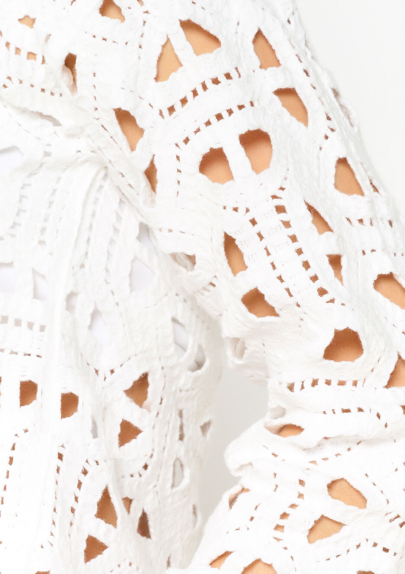 Crochet top with long sleeves, Crochet top with long sleeves - OFFWHITE - 04006695_1001