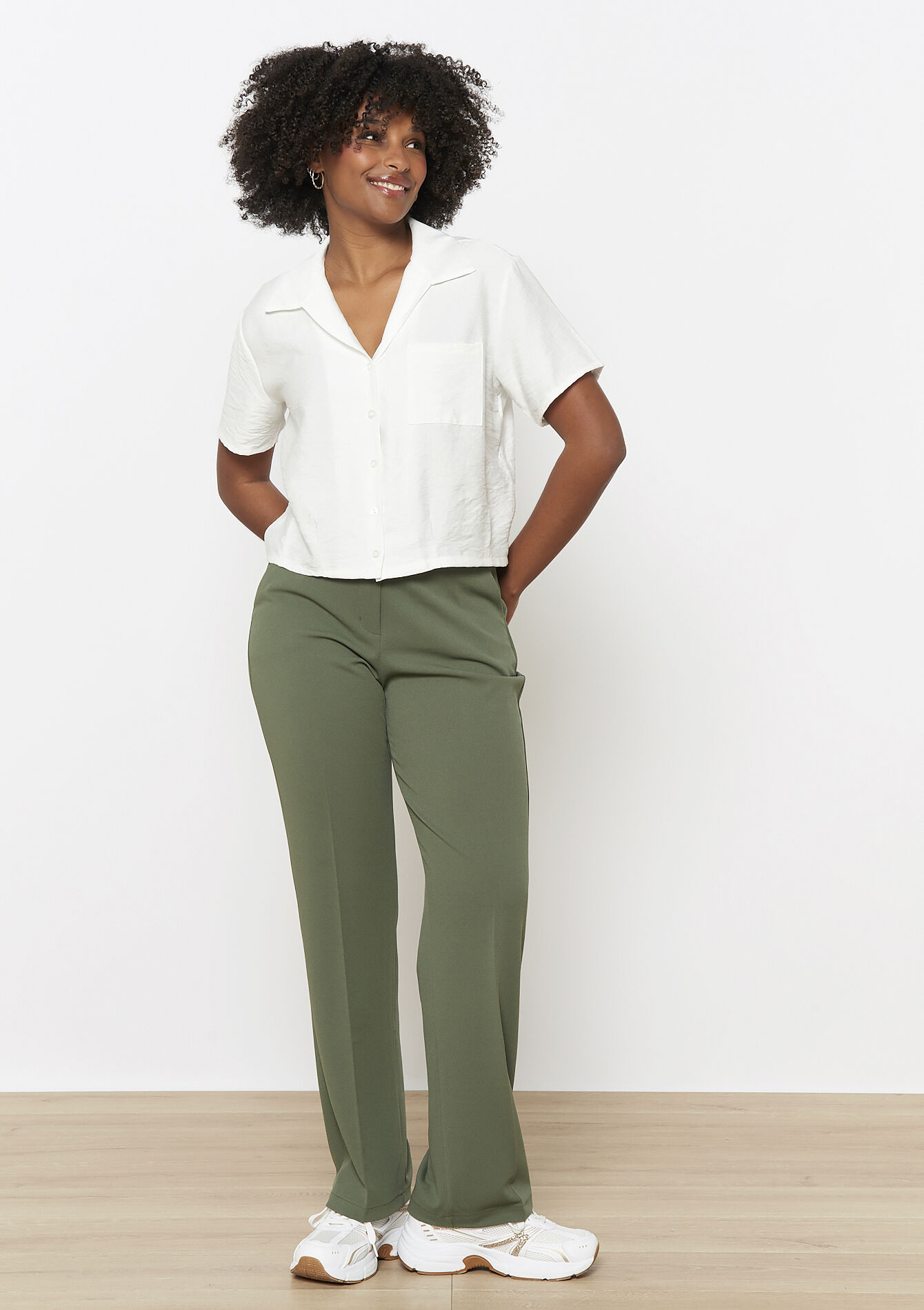 Buttoned fluid shirt, Buttoned fluid shirt - OPTICAL WHITE - 05702801_1019