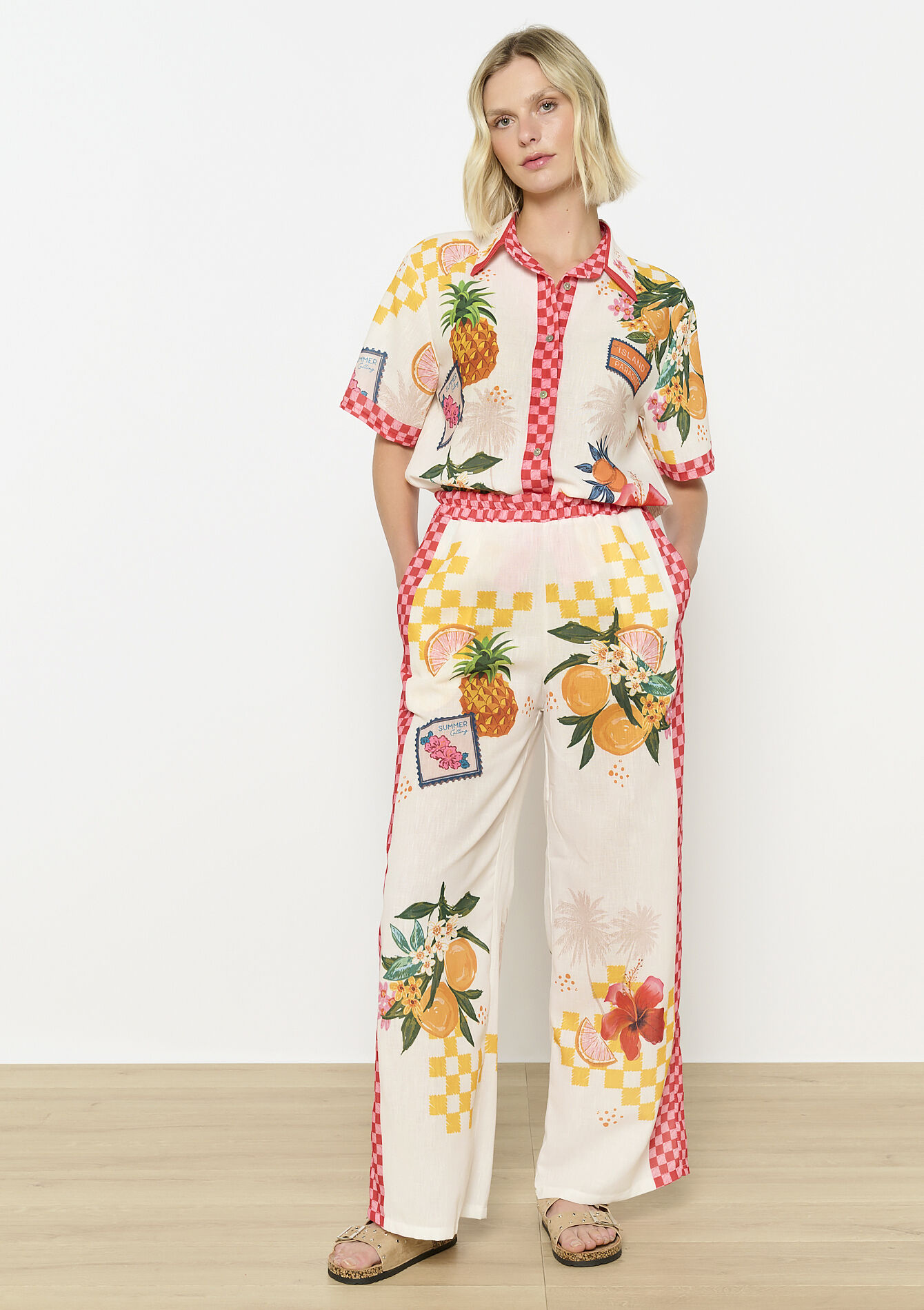 Wijde broek met print, Wijde broek met print - OFFWHITE - 06601007_1001