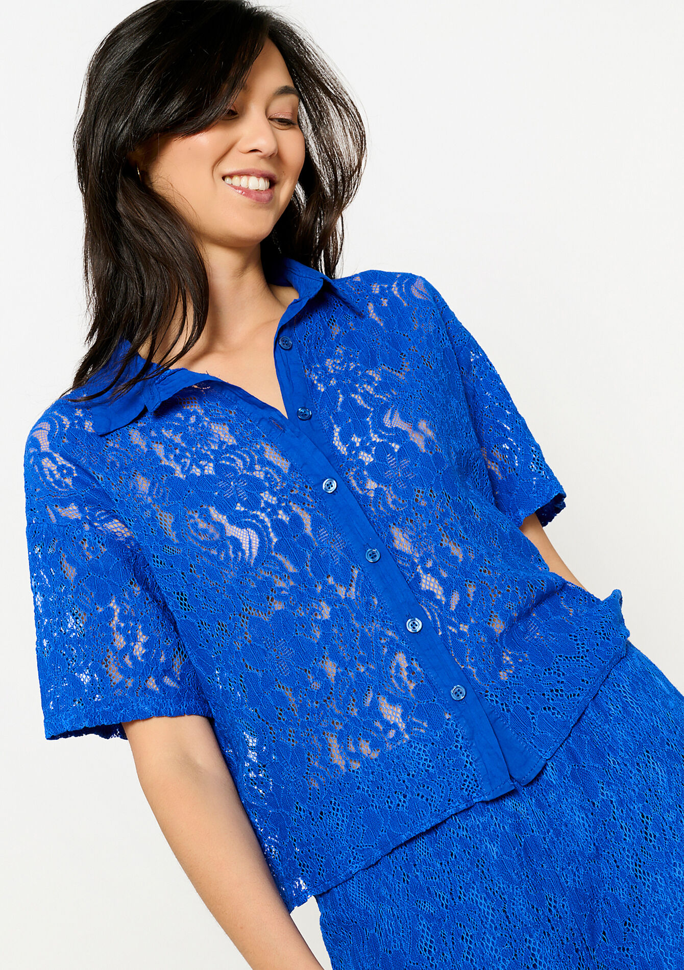 Chemisier en dentelle, Chemisier en dentelle - ELECTRIC BLUE - 05702888_1619