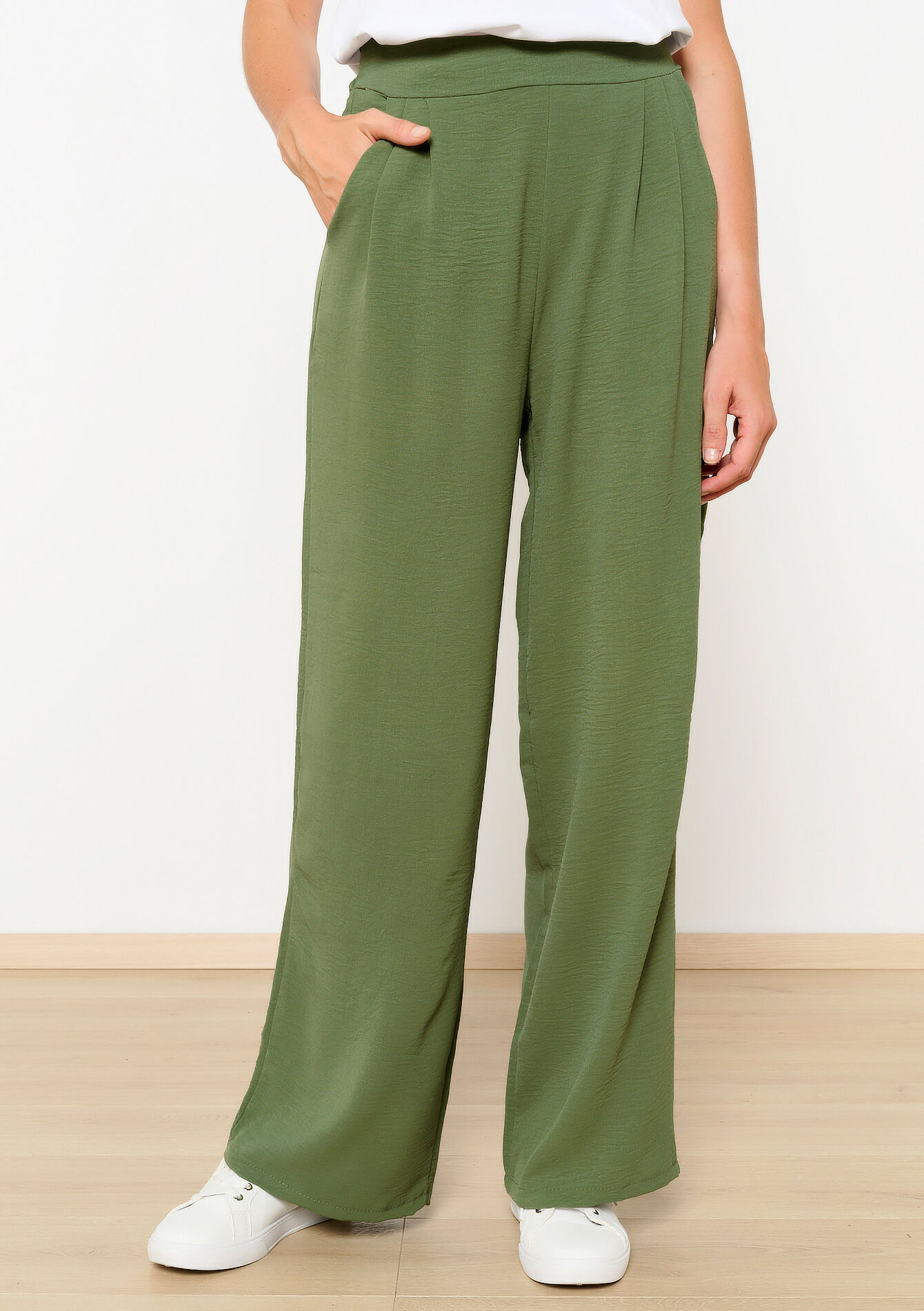 Wijde broek, Wijde broek - KHAKI MED - 06600891_4327