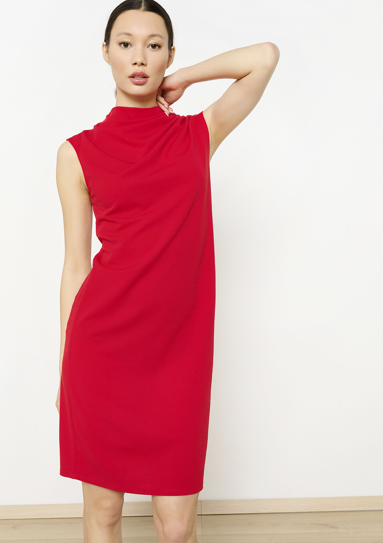 Rechte jurk in scubastof - RED LIPSTICK - 08103991_5310