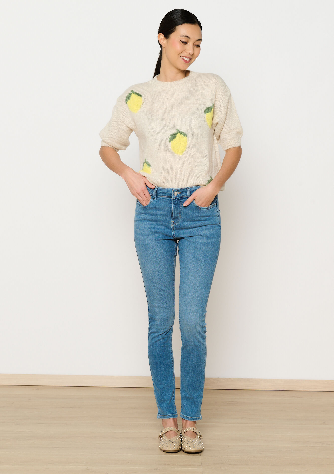 High waist skinny jeans, High waist skinny jeans - MEDIUM BLUE - 22000561_0500