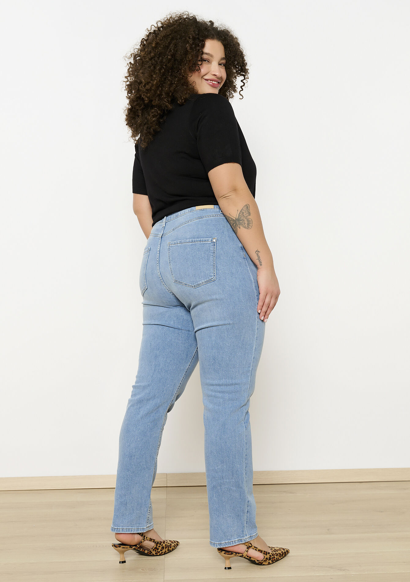 Jean droit taille haute, Jean droit taille haute - BLUE BLEACHED - 22000564_0502