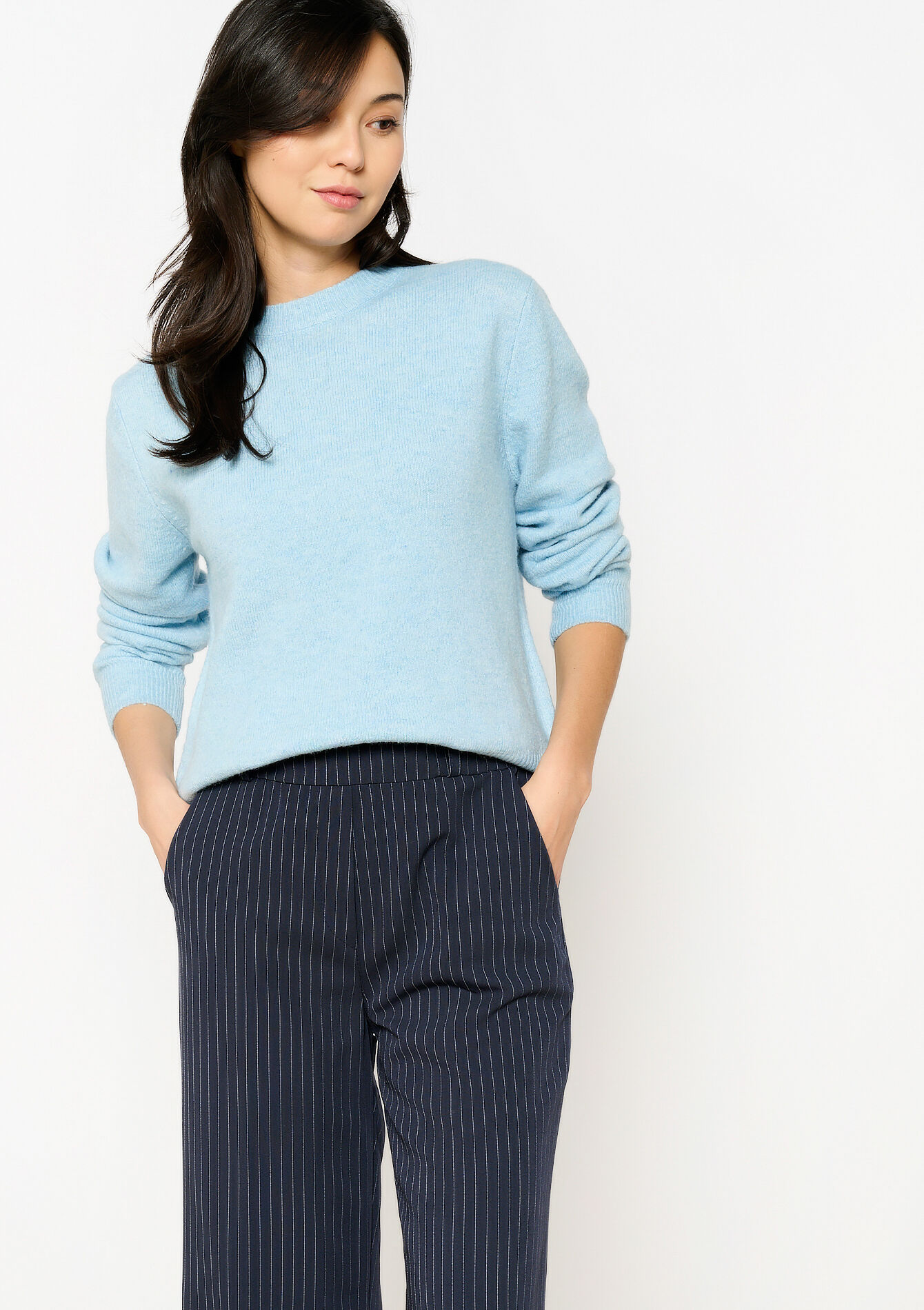 Basic trui met korte hals, Basic trui met korte hals - BLUE PASTEL - 04006821_3003