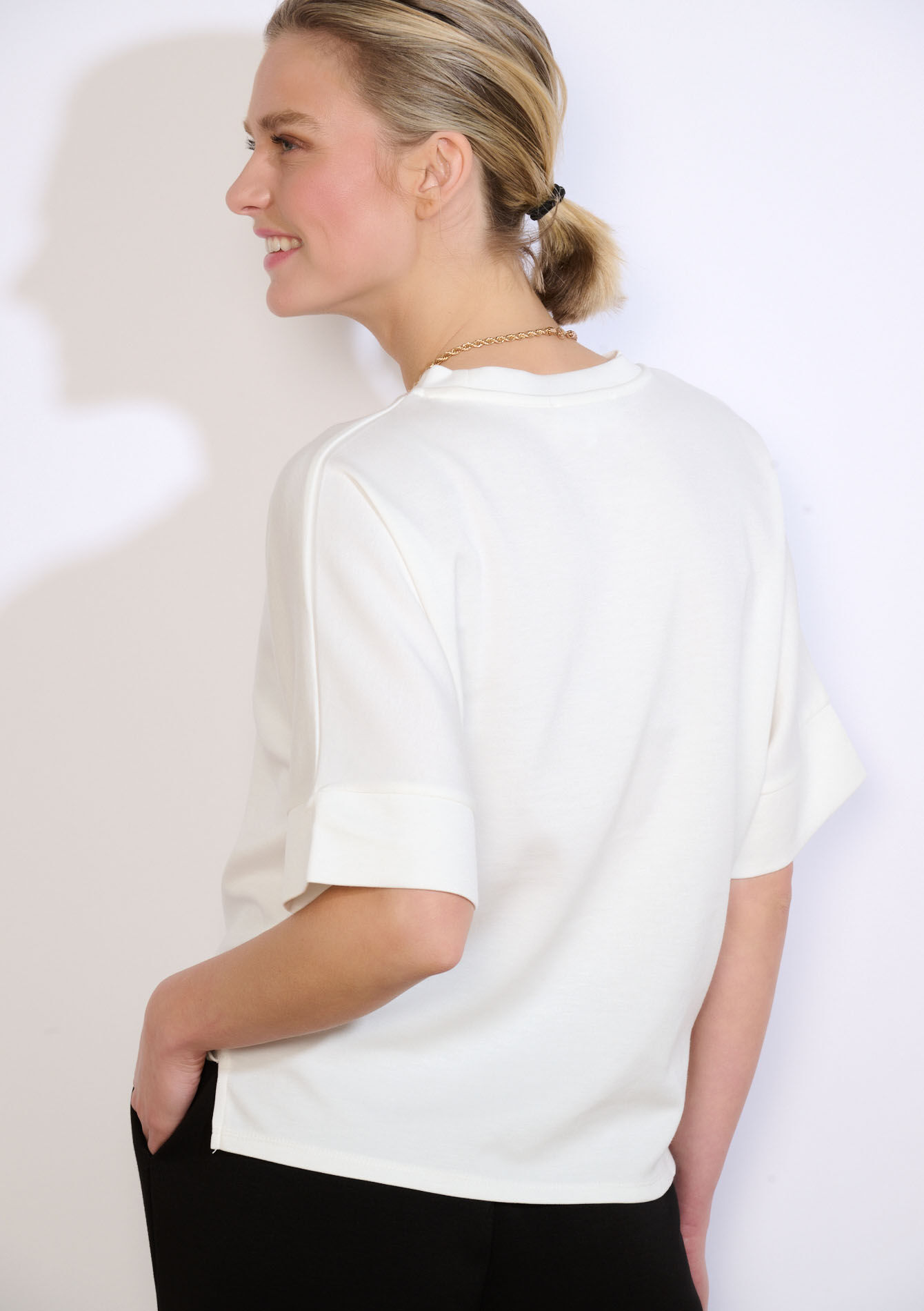 Modal T-shirt met ronde hals, Modal T-shirt met ronde hals - OPTICAL WHITE - 15100407_1019
