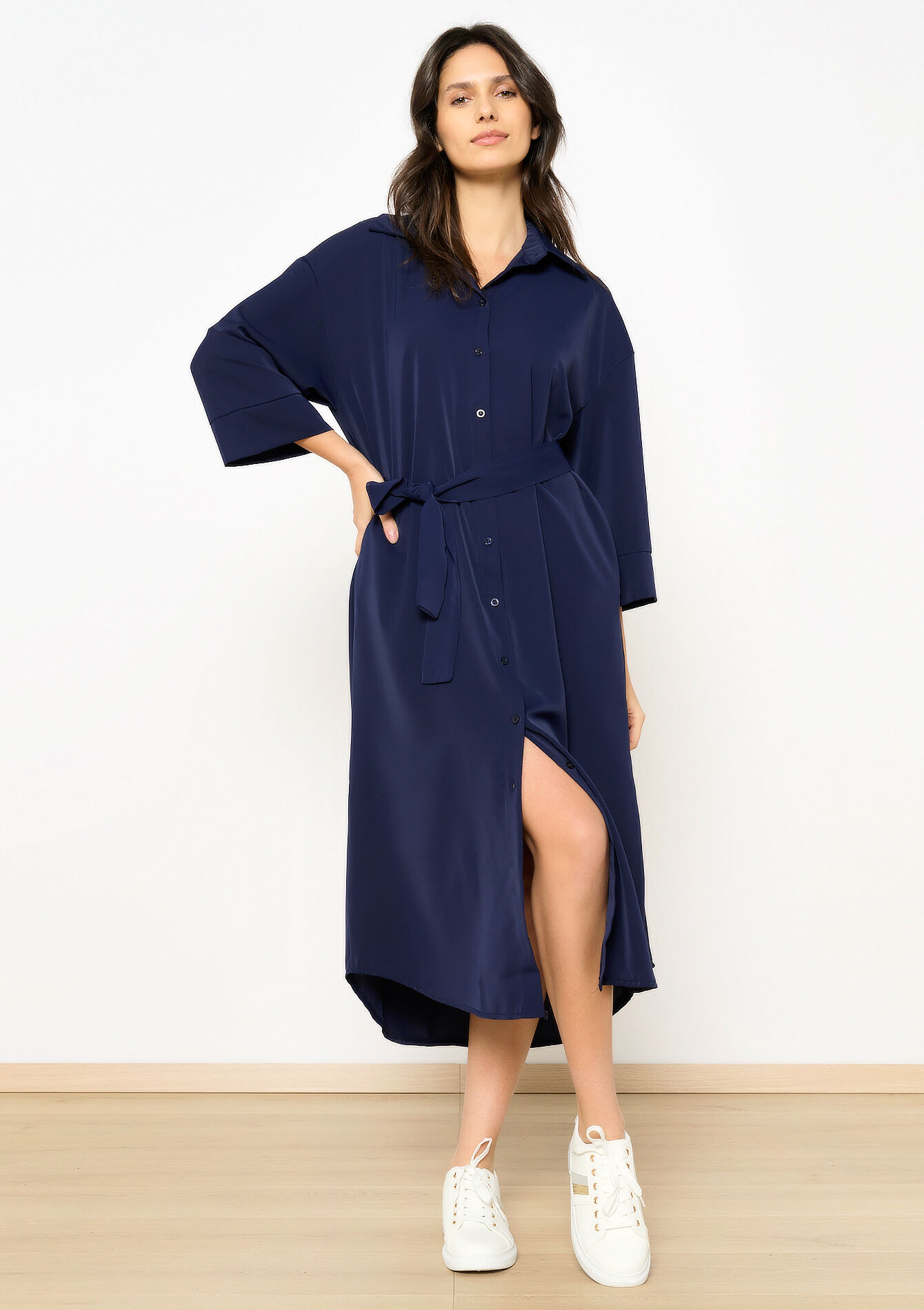 Robe-chemise longue avec noeud - NAVY BASIC - 1123550