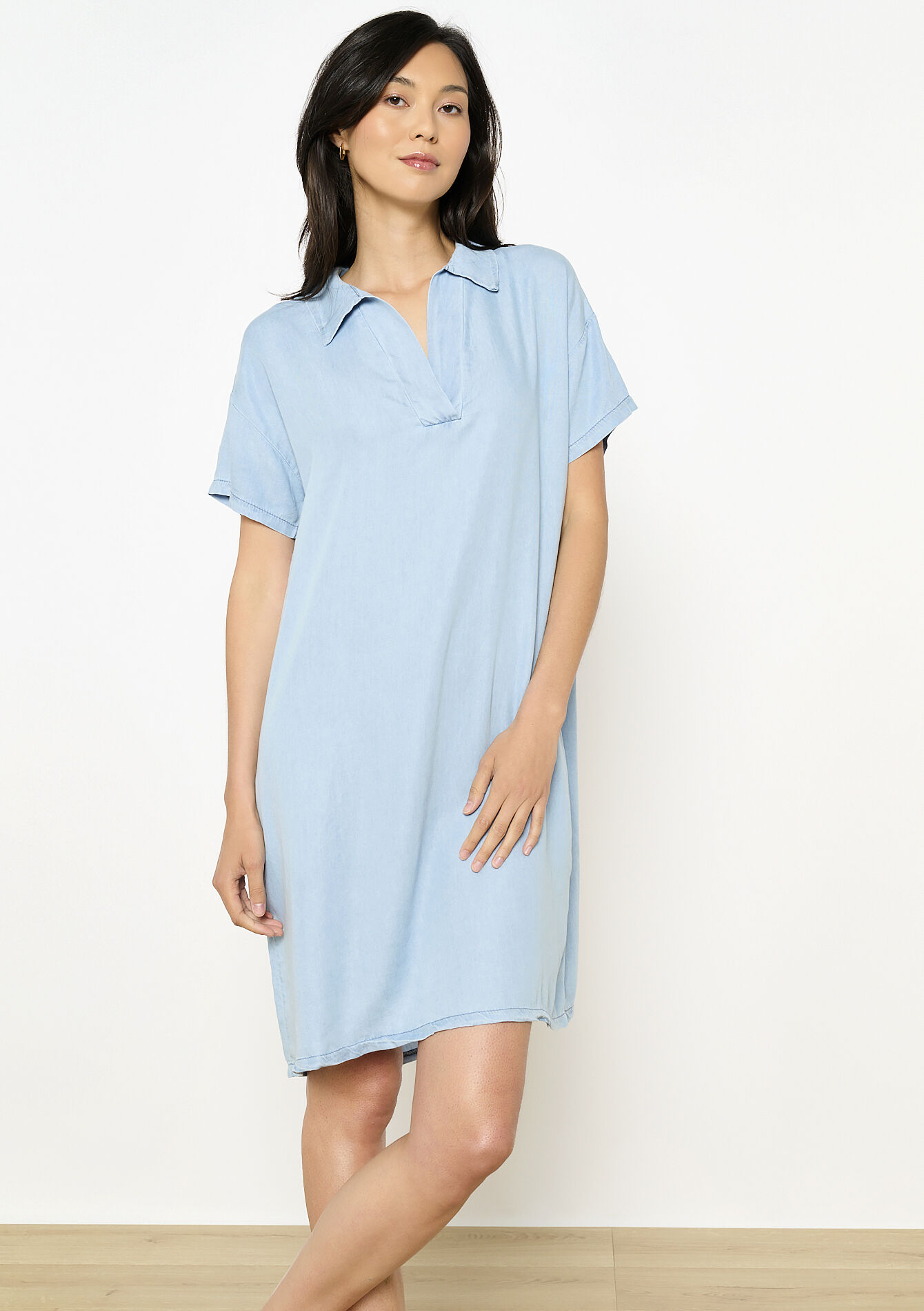 Robe chemise fluide - BLUE BLEACHED - 08104177_0502