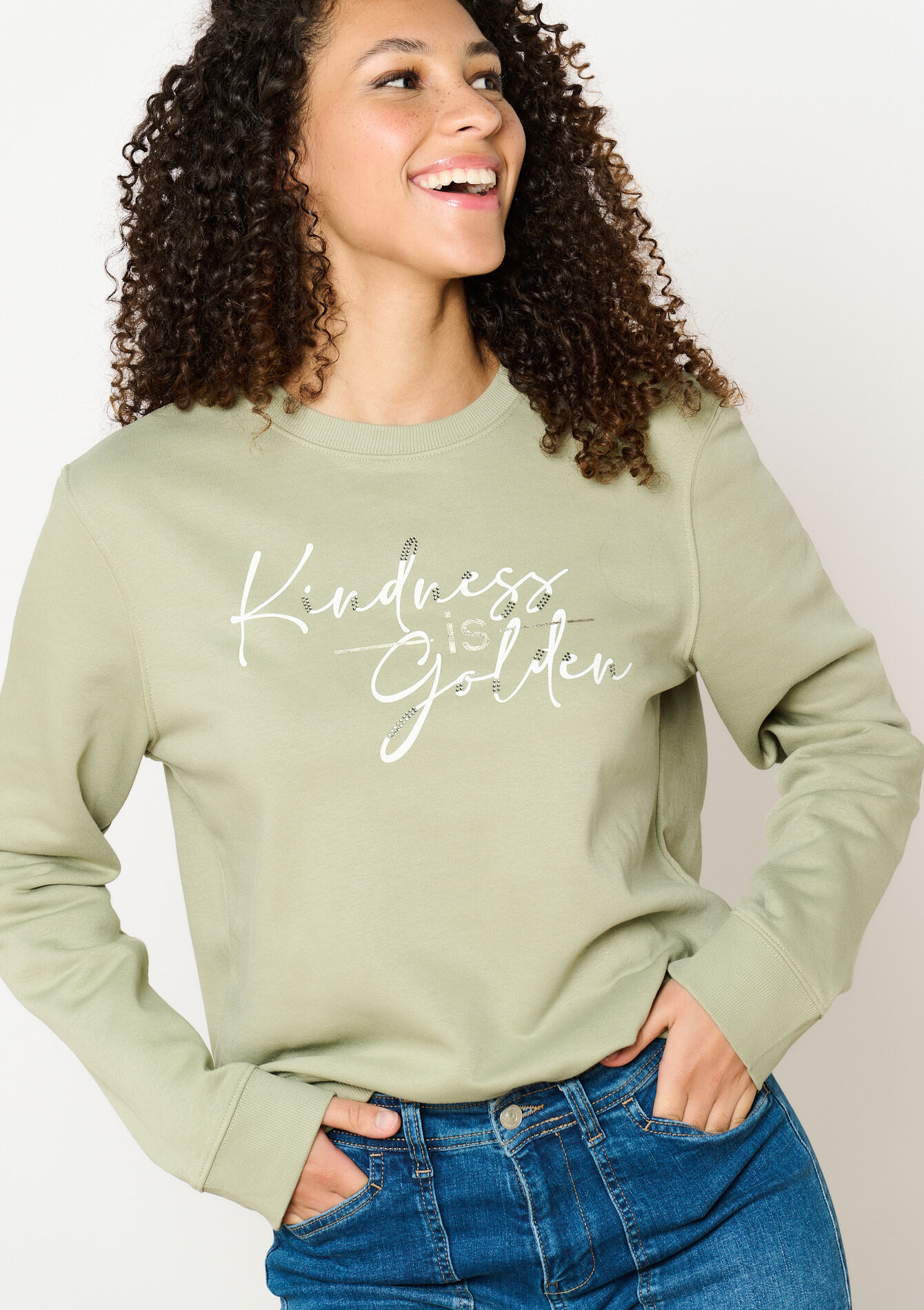 Sweater with artwork - KHAKI FADED - 03001746_4326