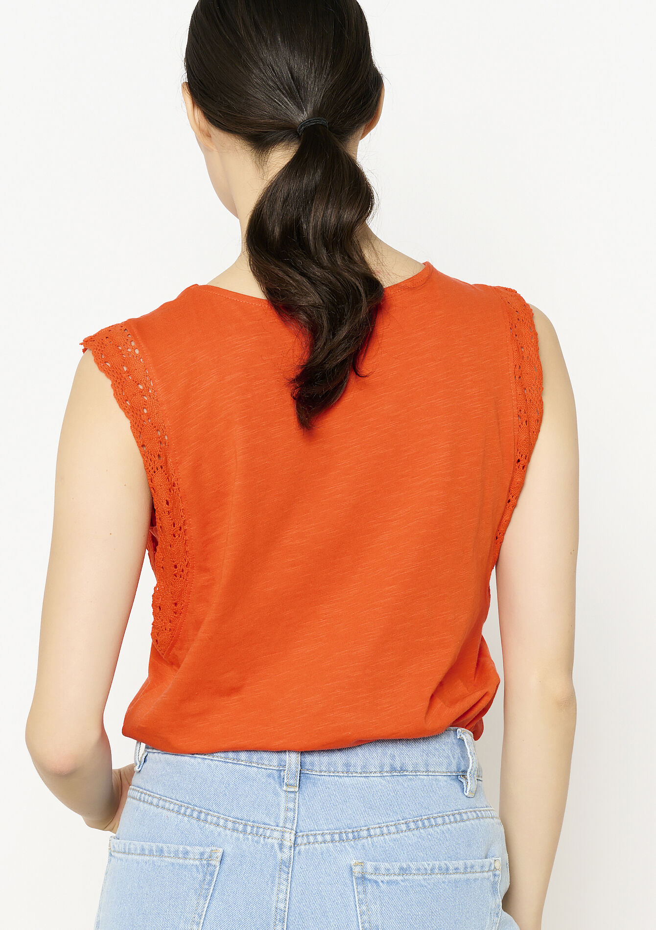 Débardeur avec dentelle, Débardeur avec dentelle - ORANGE BRIGHT - 02301675_1255