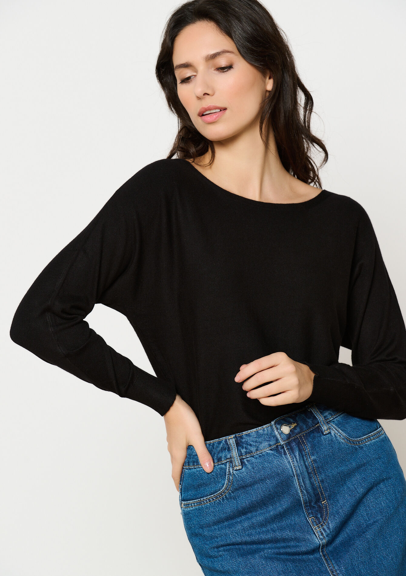 Pull à manches chauve-souris, Pull à manches chauve-souris - BLACK - 1111940