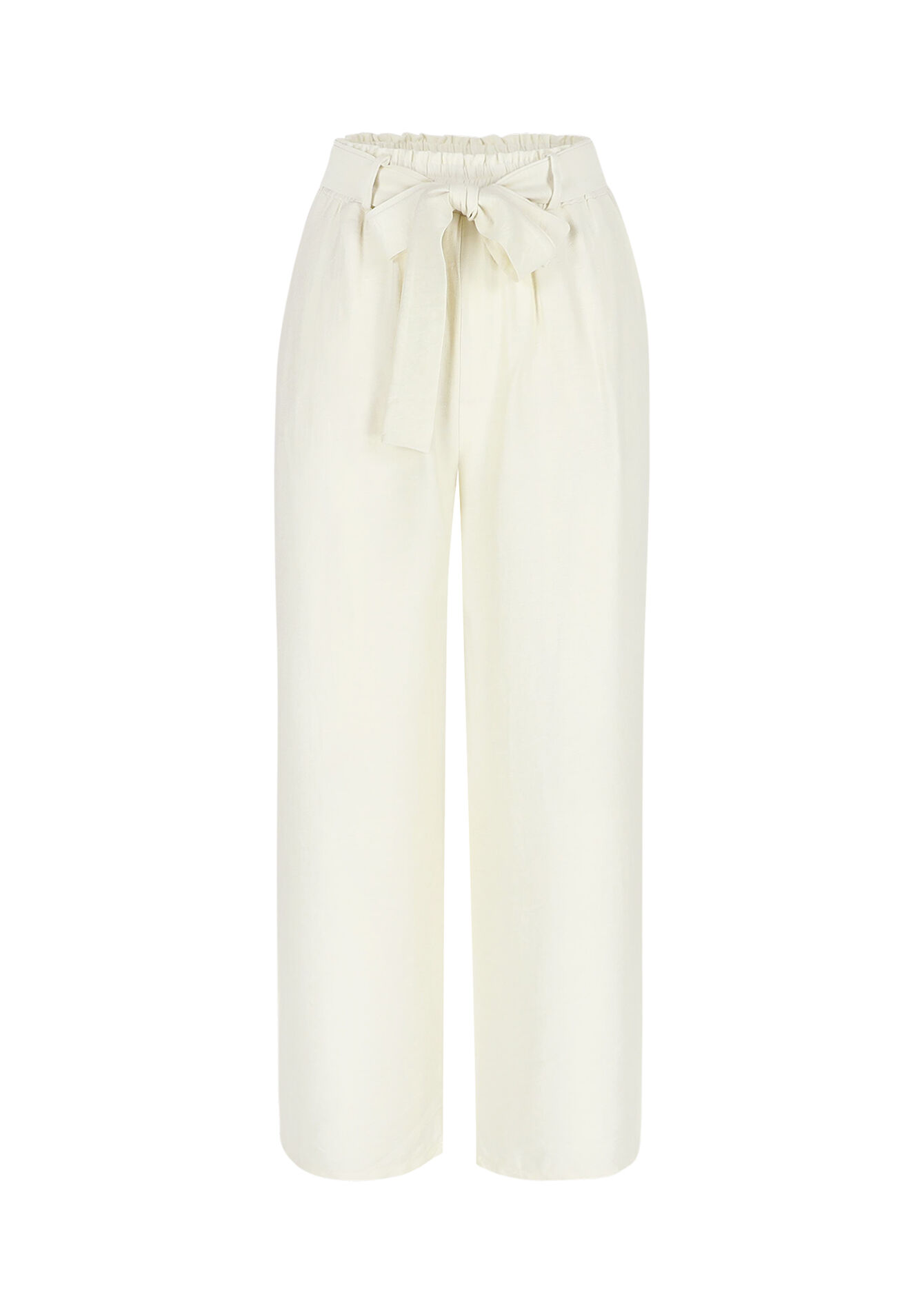 Vloeiende broek met ceintuur - VANILLA WHITE - 06600976_1013