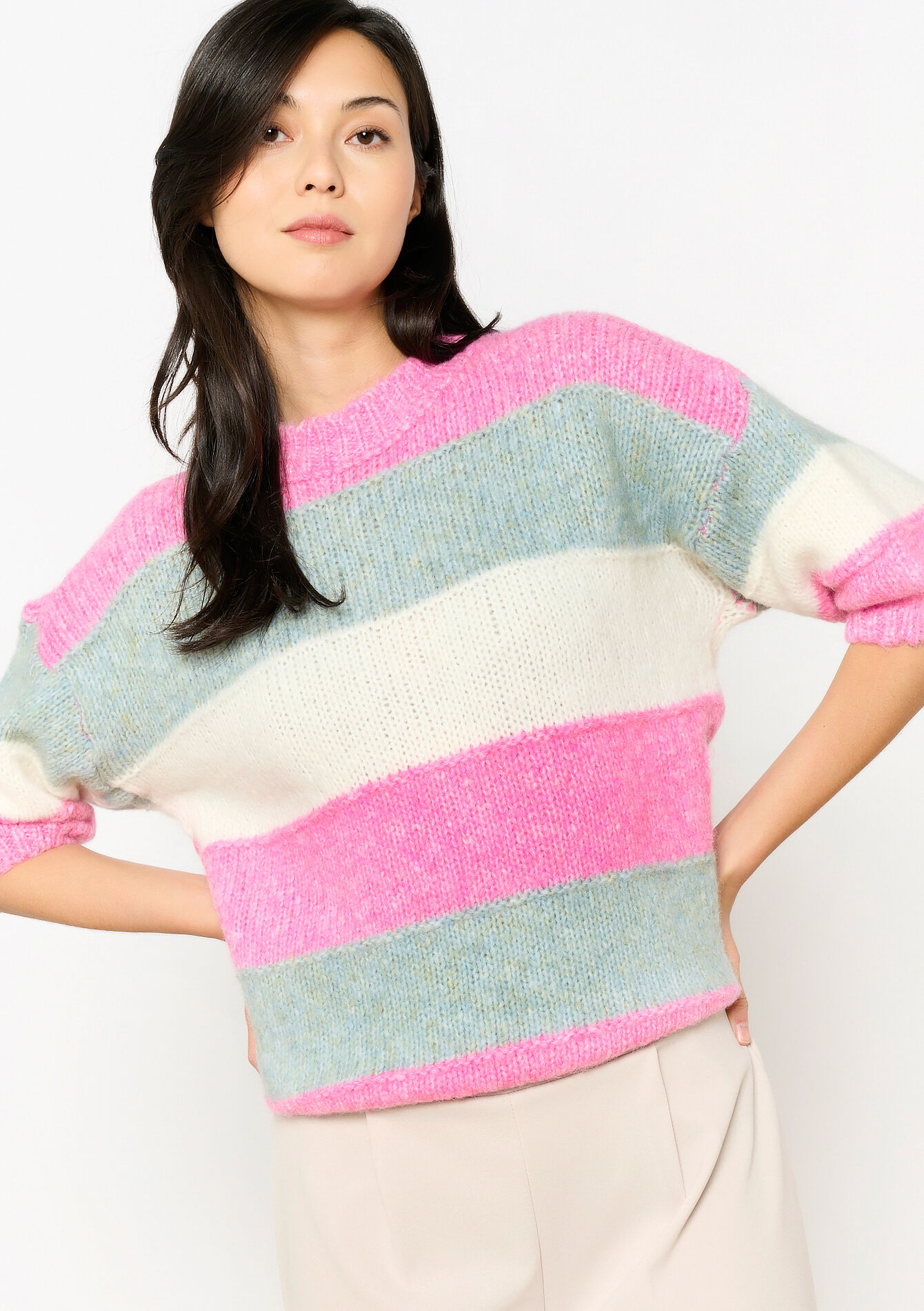 Trui met colourblock, Trui met colourblock - PINK BUBBLEGUM - 04006886_1477