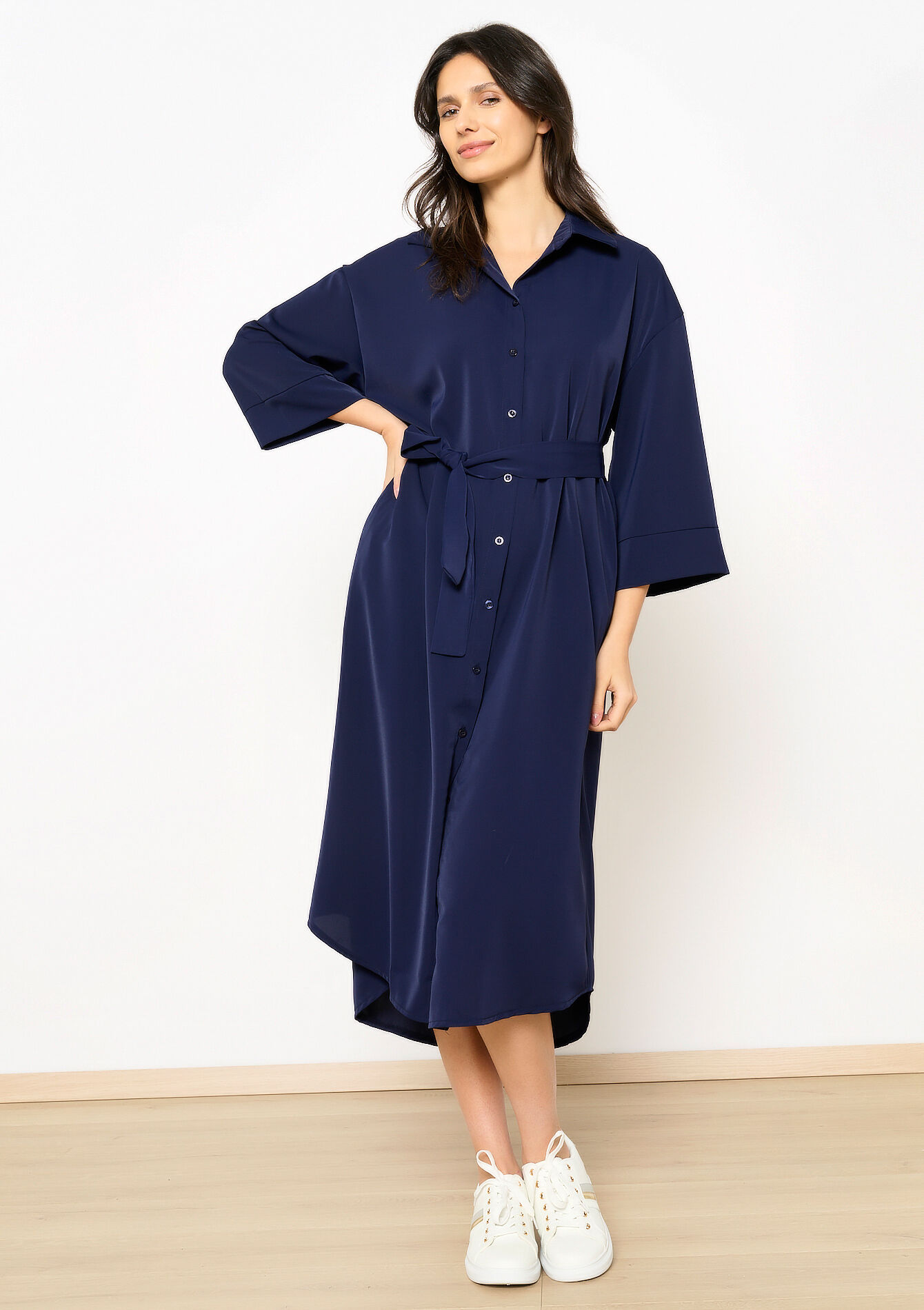 Robe-chemise longue avec noeud - NAVY BASIC - 1123550