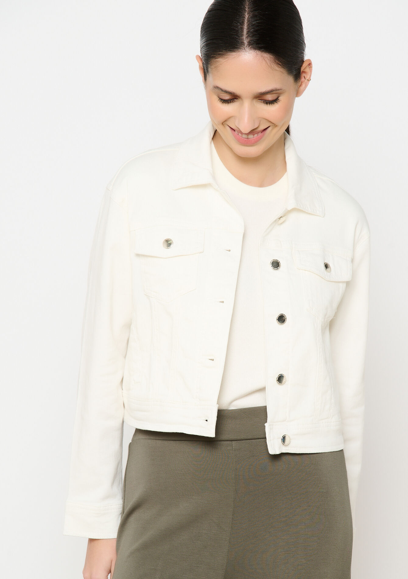 Twill jasje in katoen - VANILLA WHITE - 09100986_1013