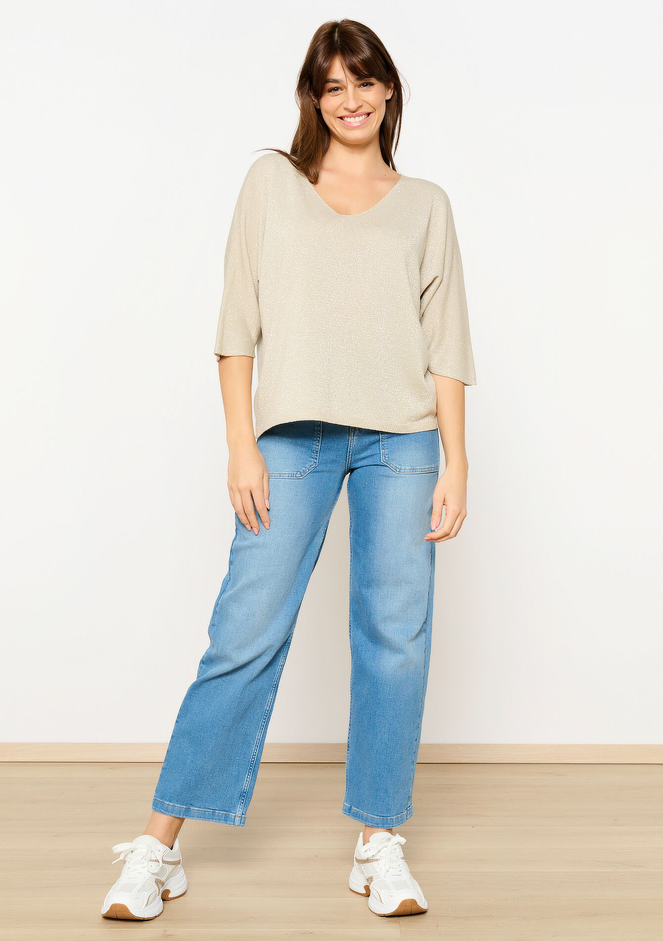 Sweater with lurex, Sweater with lurex - CHAMPAGNE SAND - 04006883_4007