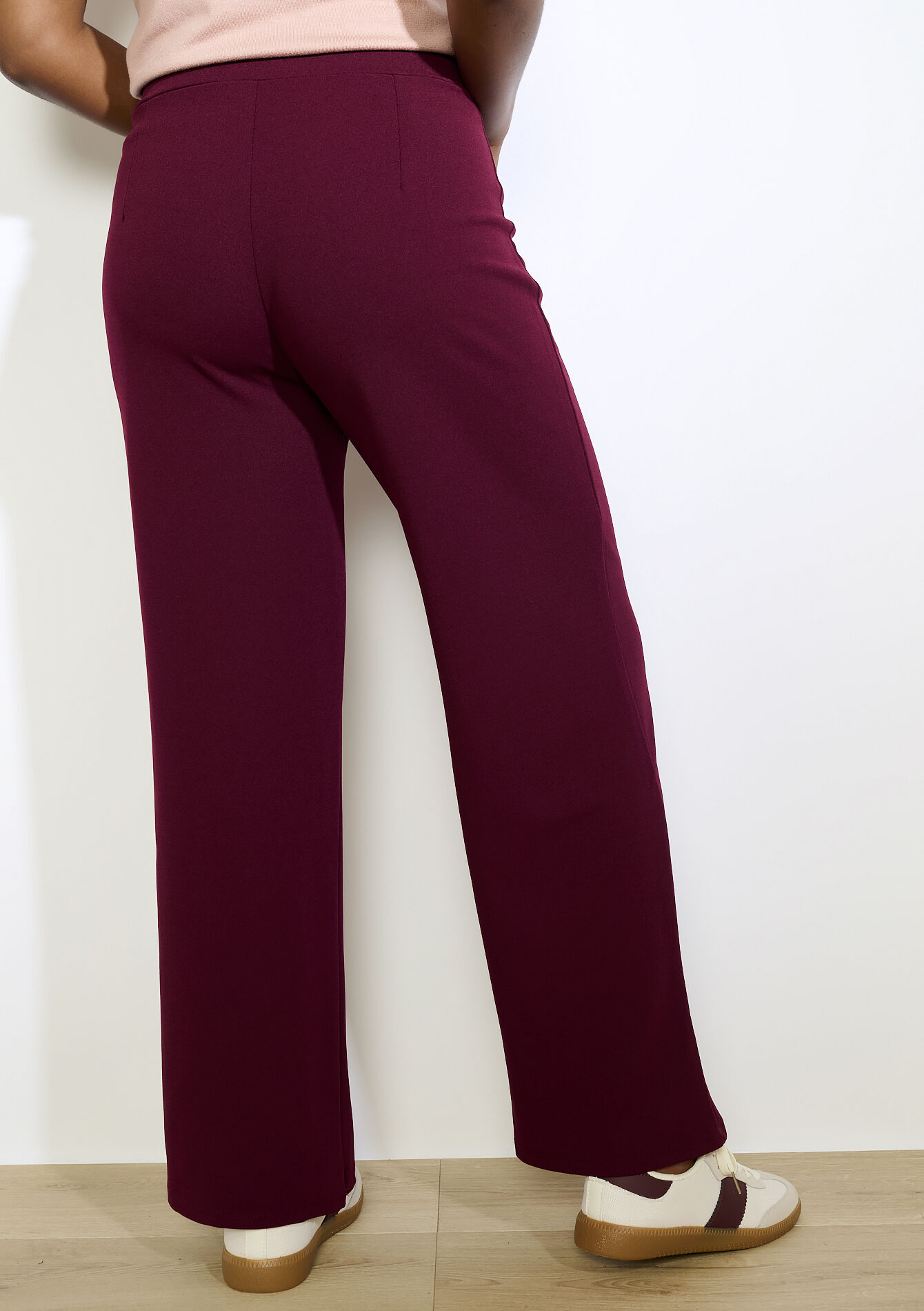 Soepele broek met hoge taille - BORDEAUX WINE - 06601029_5514