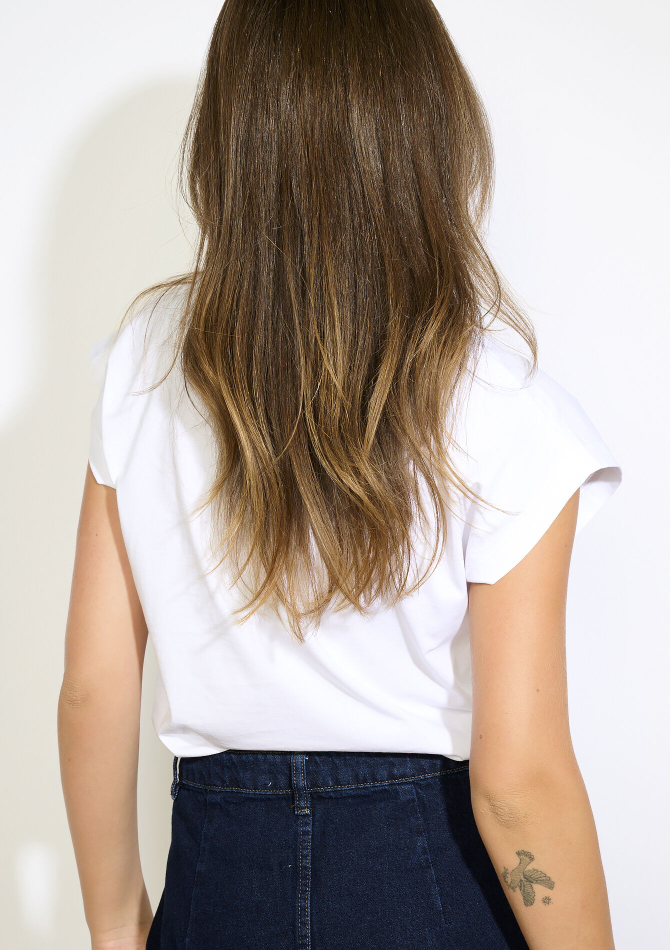T-shirt met geborduurde bloemen - OFFWHITE - 02301894_1001