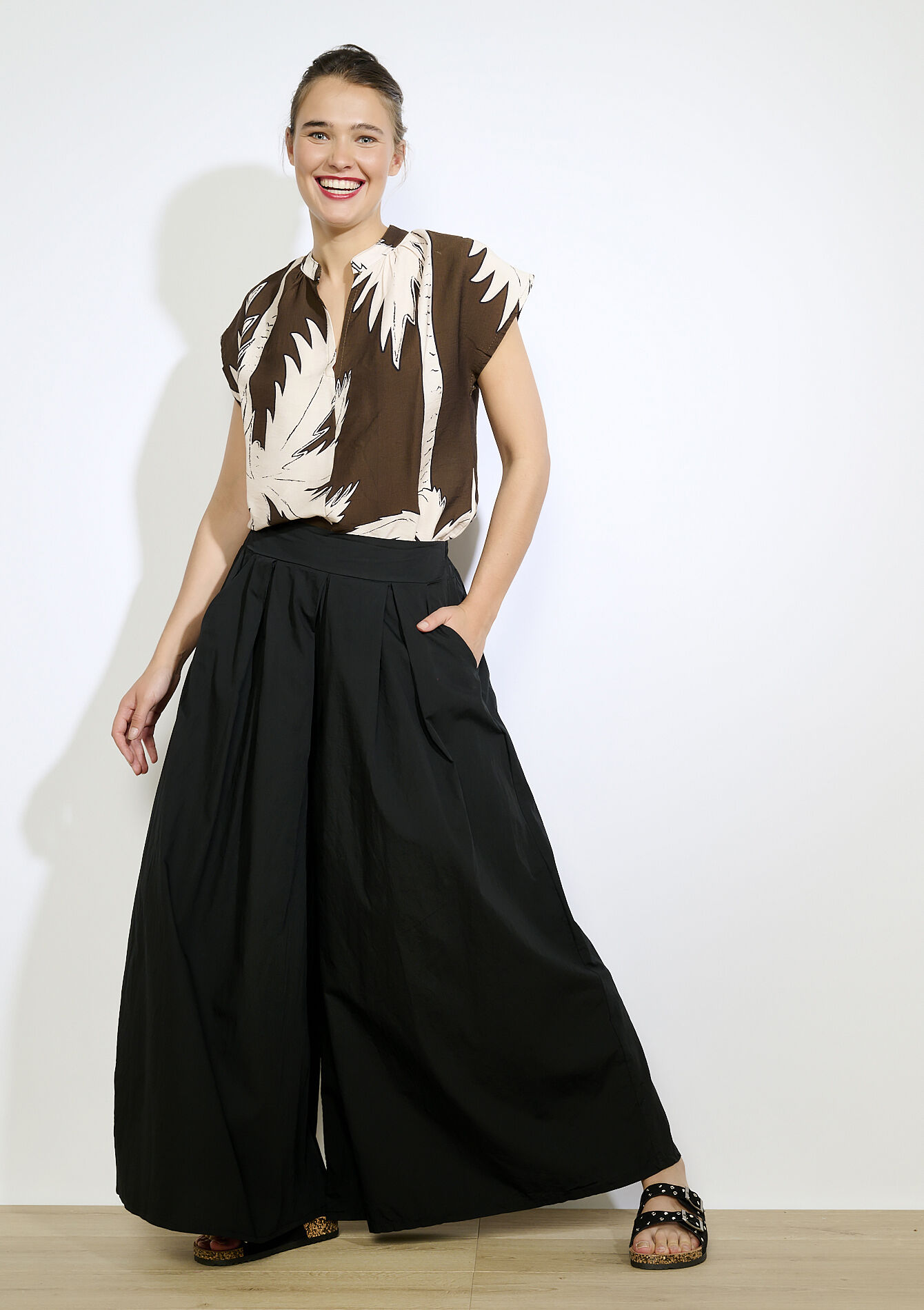 Losvallende soepel vallende broek, Losvallende soepel vallende broek - BLACK - 06601004_1119