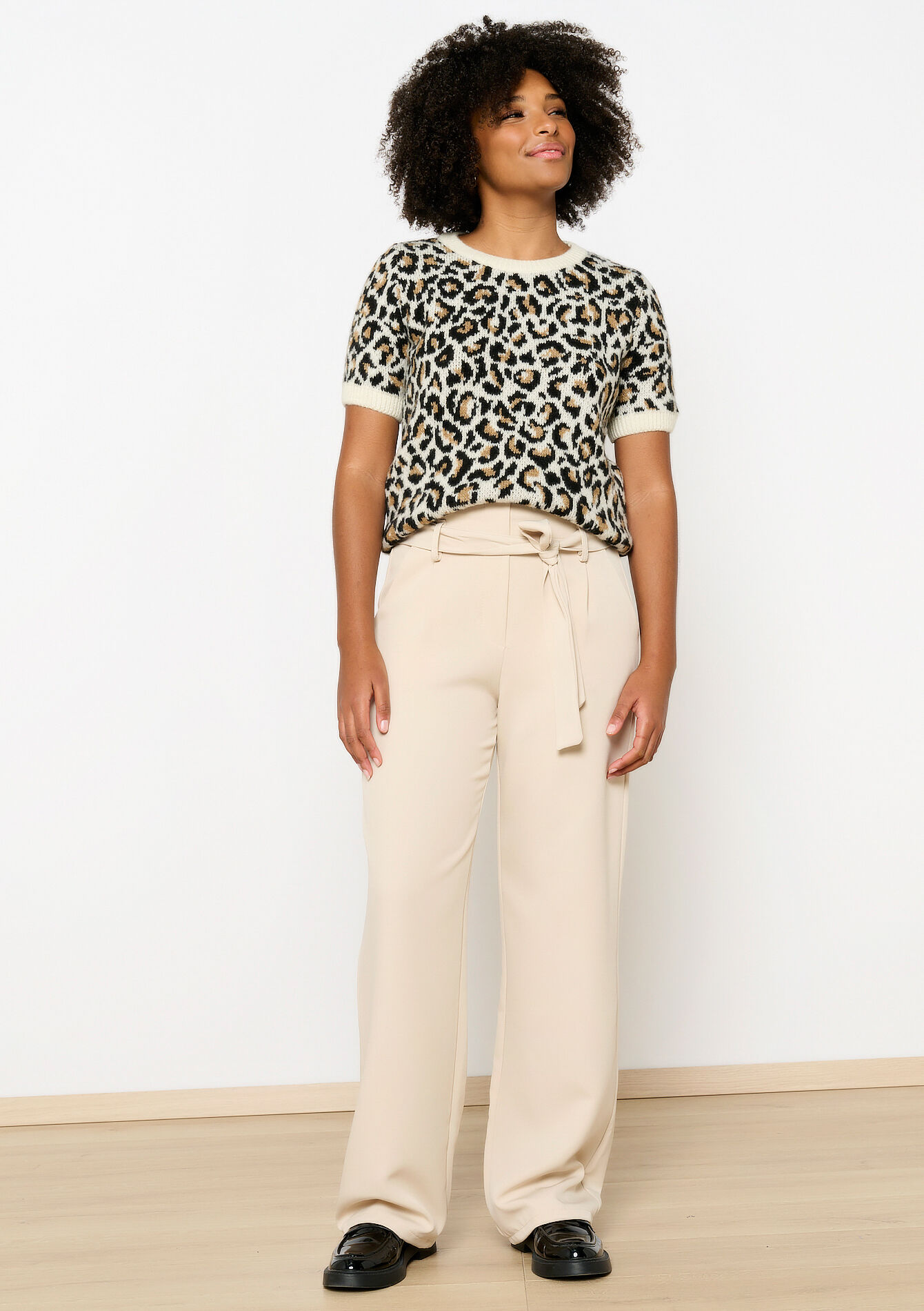 Pantalon paper bag en sergé, Pantalon paper bag en sergé - VANILLA WHITE - 06600951_1013