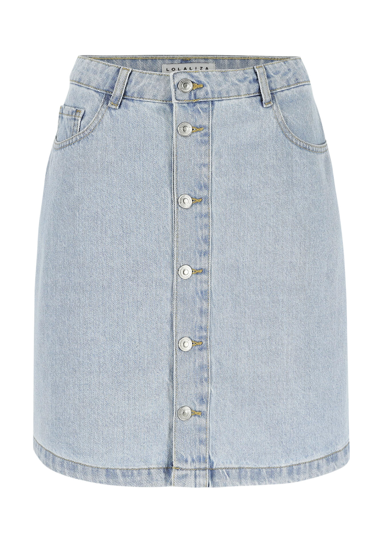 Jupe mi-longue en denim - BLUE BLEACHED - 07101336_0502