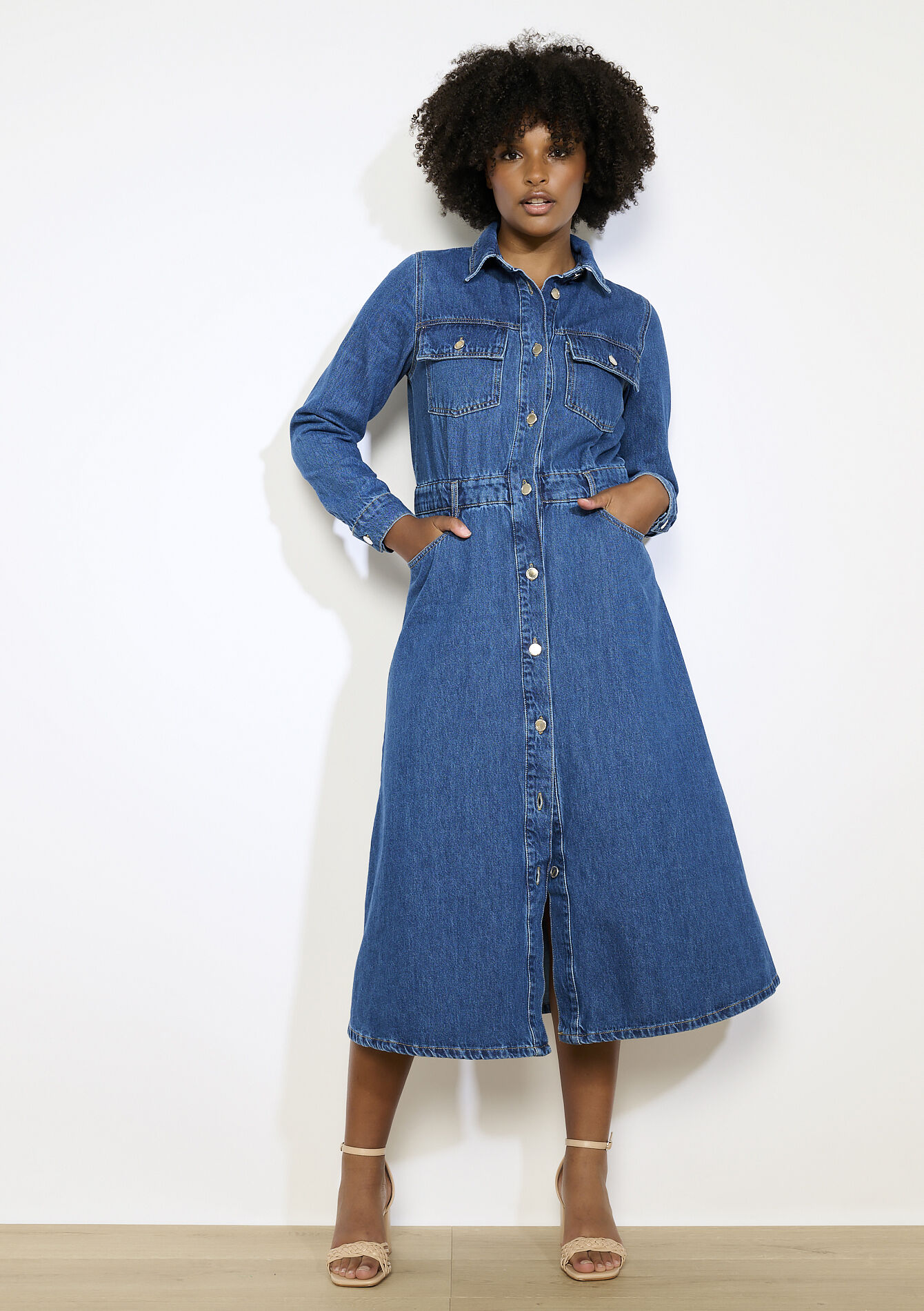 Jeans overhemdjurk - DARK BLUE - 08104176_0501