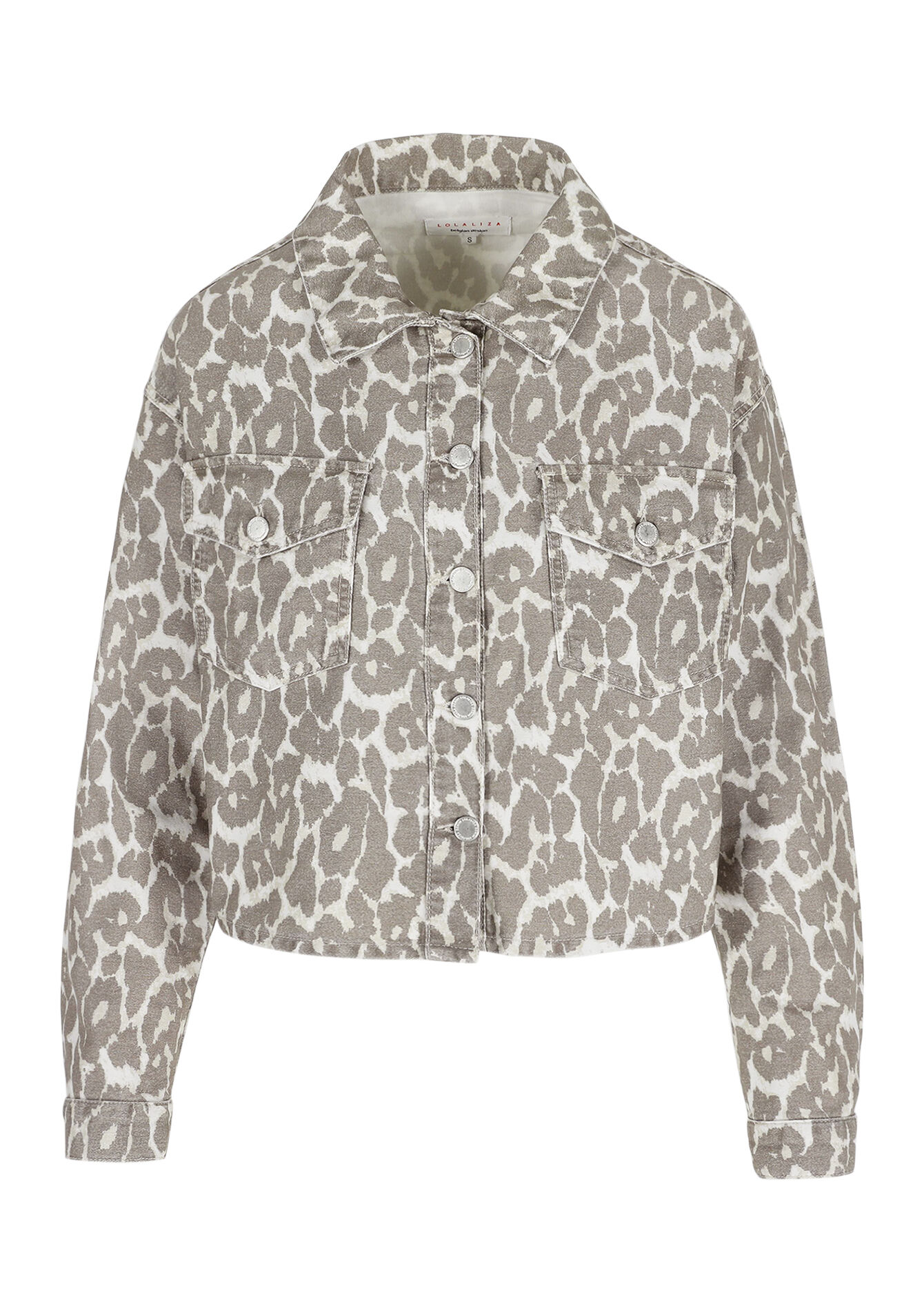 Denim jacket with leopard print, Denim jacket with leopard print - TAUPE - 09101015_1021