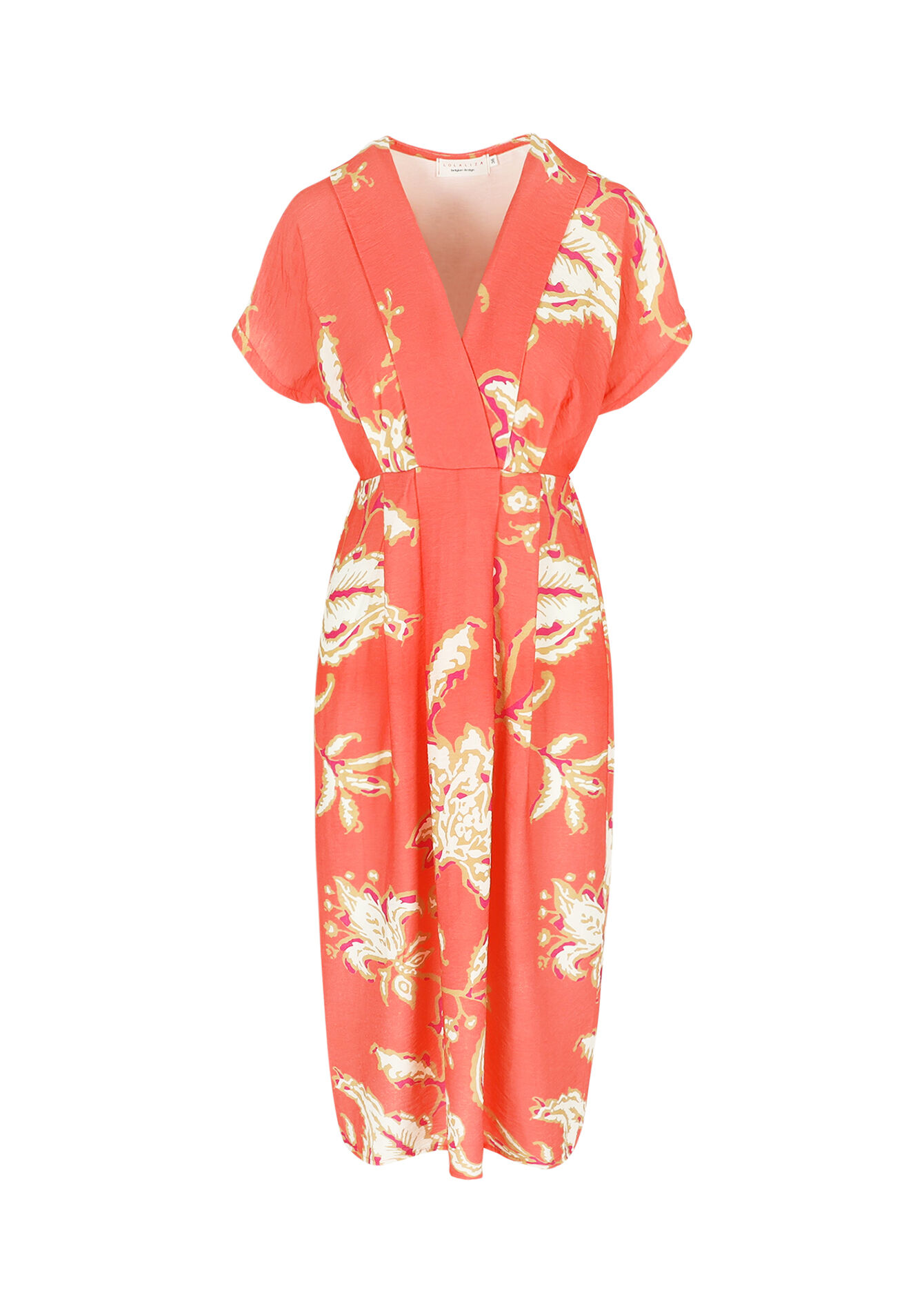 Losvallende midi-jurk met print, Losvallende midi-jurk met print - ORANGE BRIGHT - 08104090_1255