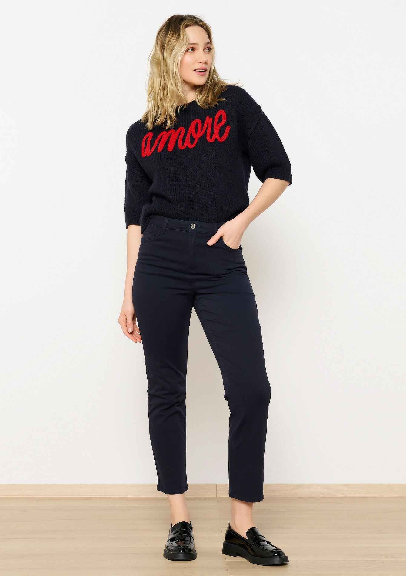 Broek met hoge taille, Broek met hoge taille - NAVY BASIC - 06004556_2723