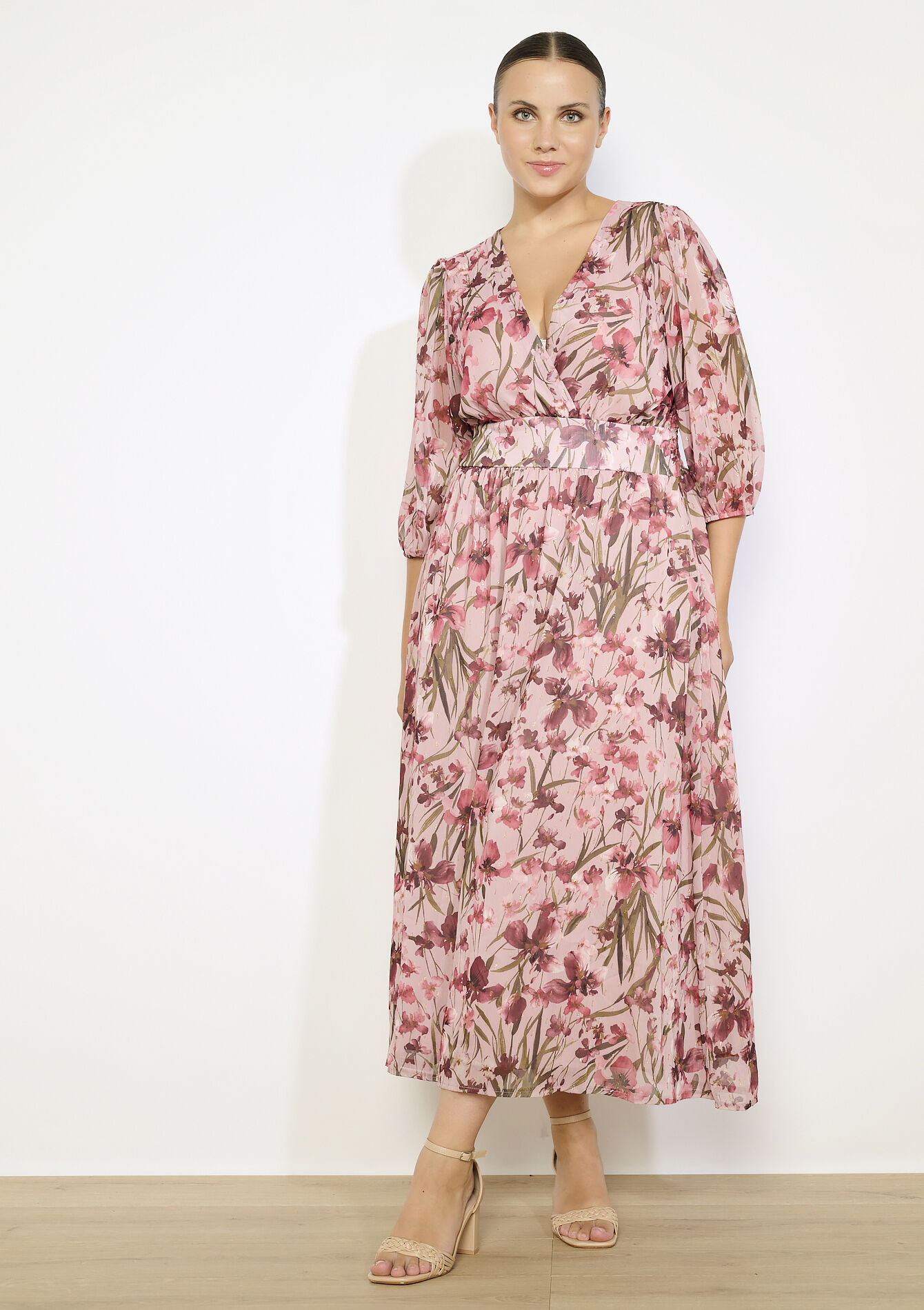 Robe longue fleurie fluide - COSMETIC PINK - 08104286_5733