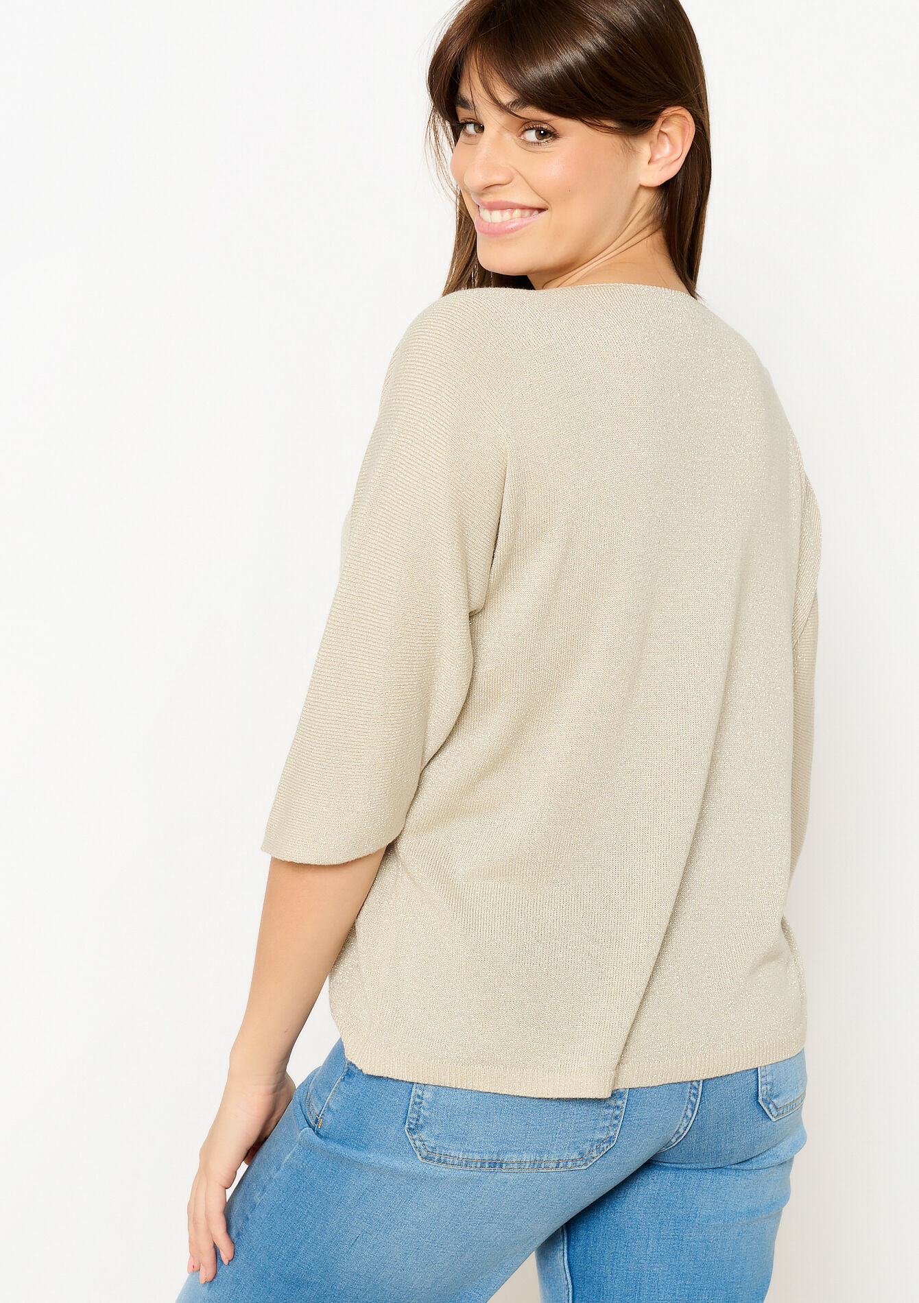 Sweater with lurex, Sweater with lurex - CHAMPAGNE SAND - 04006883_4007