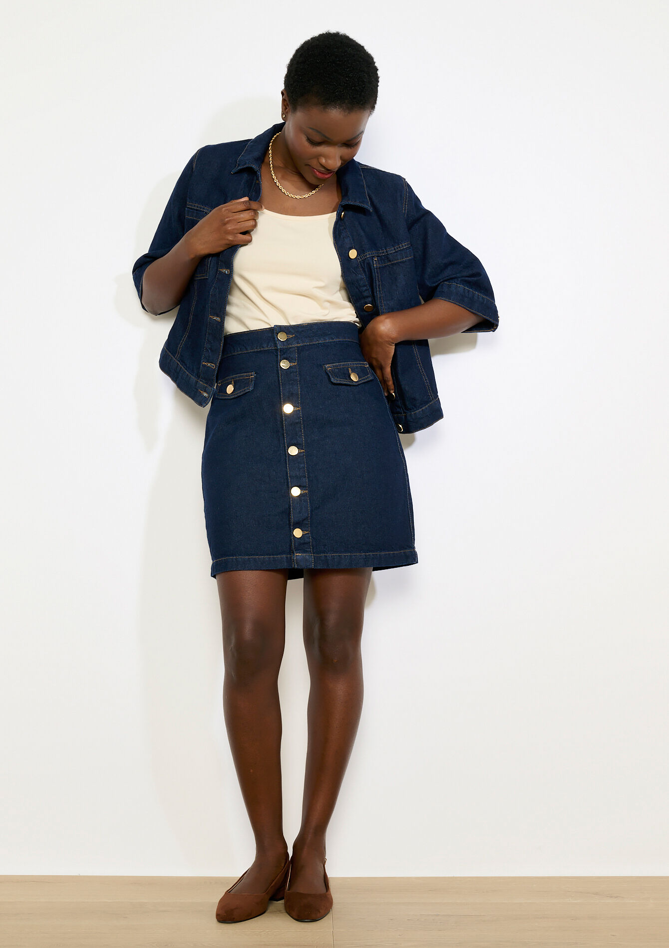 Jupe courte en denim, Jupe courte en denim - DARK BLUE - 07101483_0501