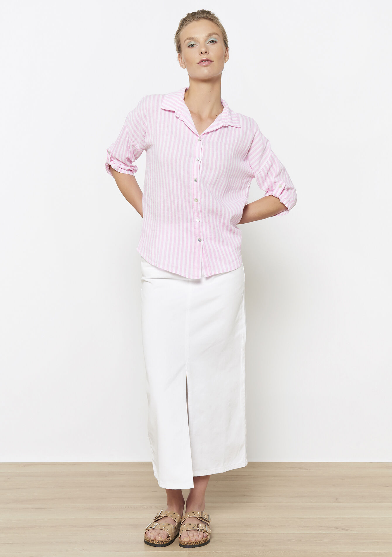 Chemise à rayures souple, Chemise à rayures souple - LIGHT PINK - 05702837_1303