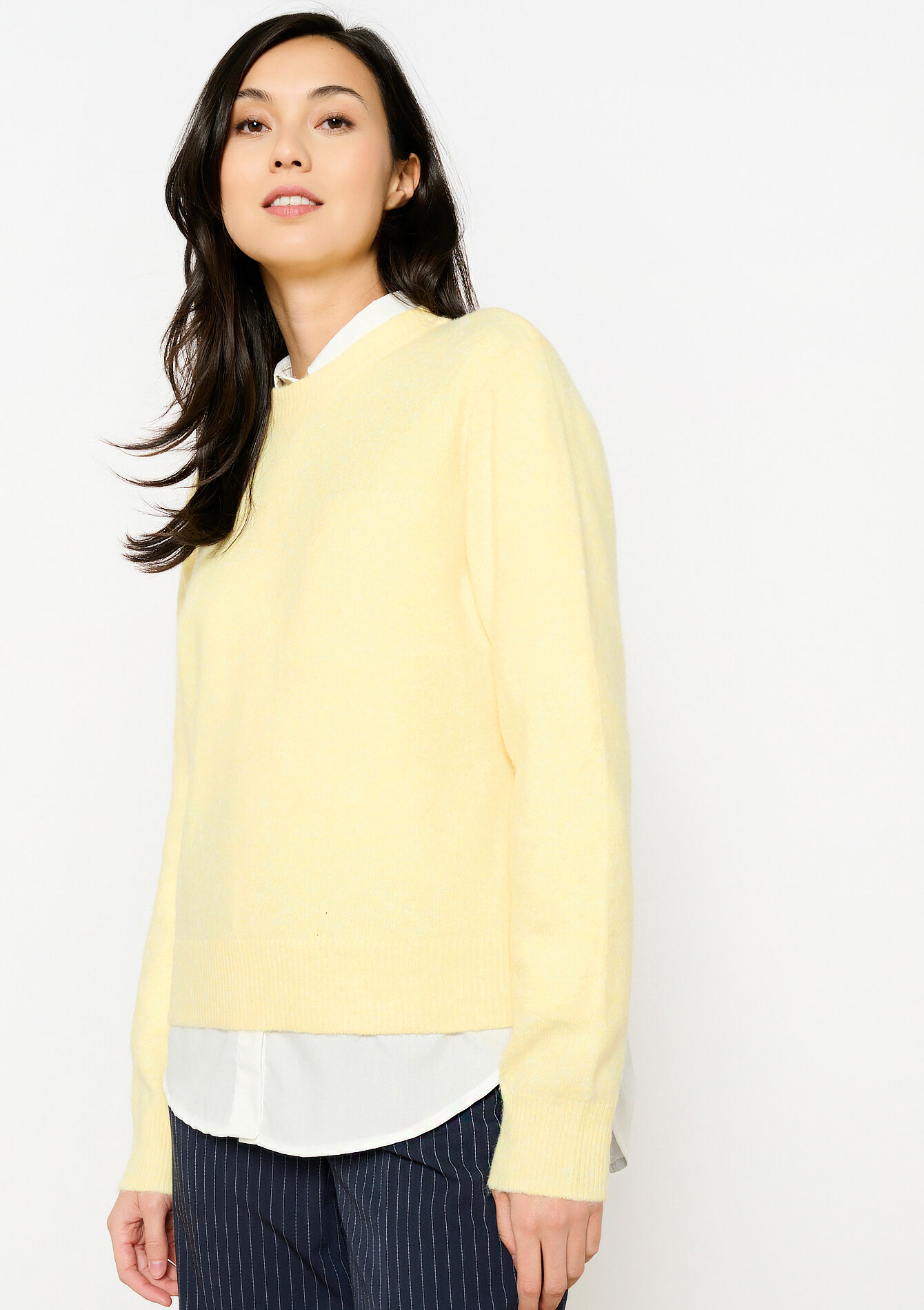 Basic trui met korte hals, Basic trui met korte hals - YELLOW PASTEL - 04006821_5004