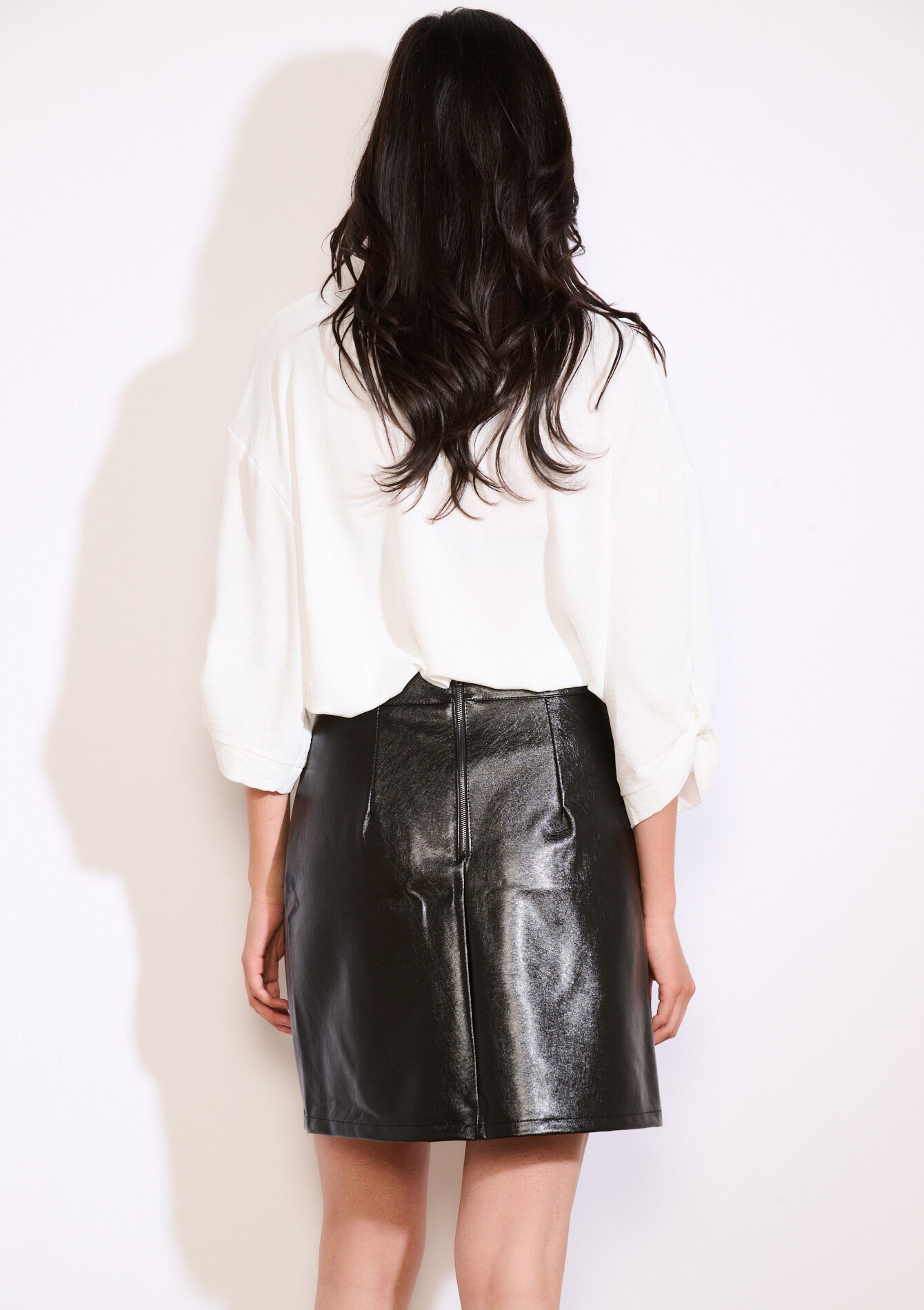 Korte vinylrok - BLACK - 07101406_1119