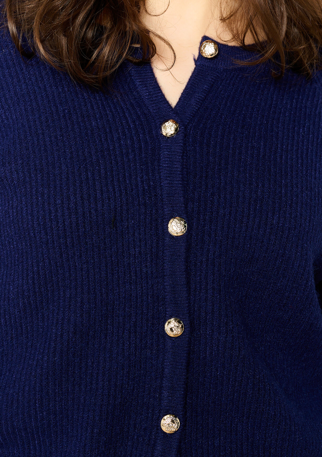 Geribde cardigan met ronde hals - NAVY BASIC - 04101253_2723