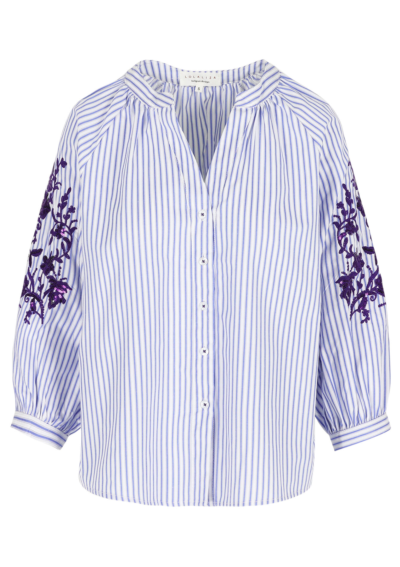 Gestreept hemd met pailletten - ELECTRIC BLUE - 05702911_1619